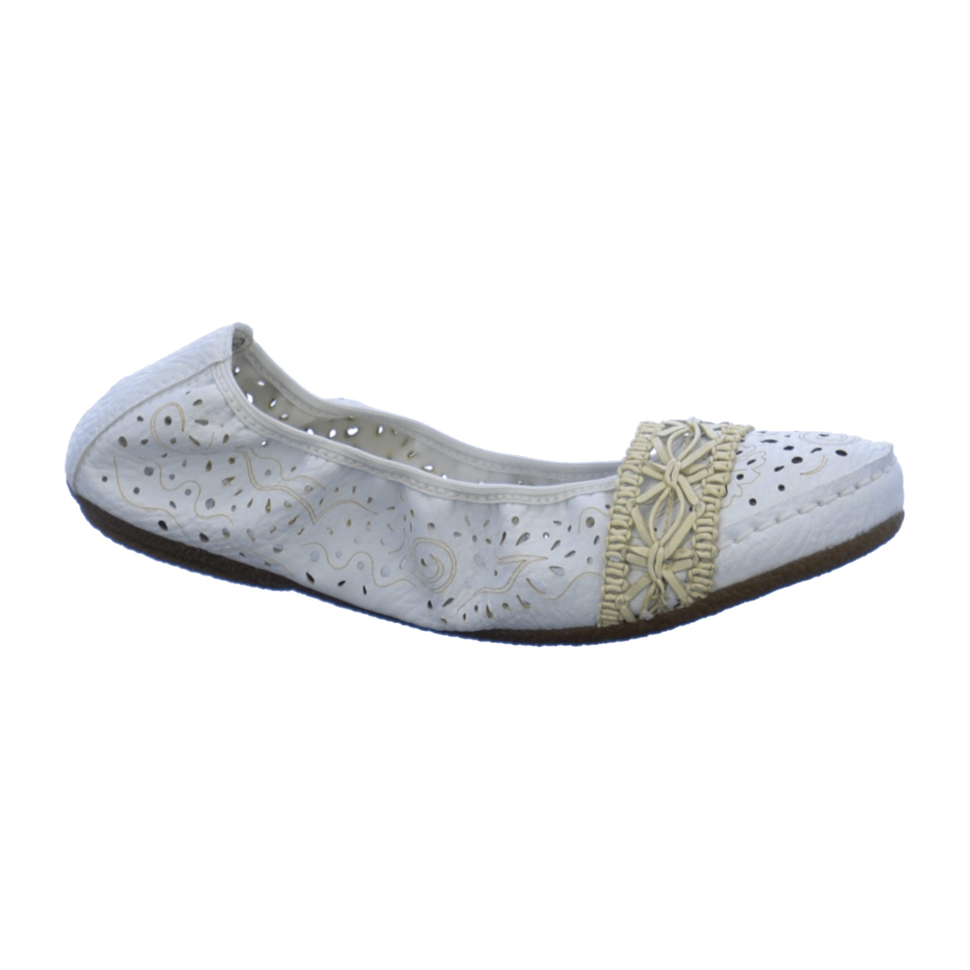 Rieker Women's White Foldable Ballerina Shoes with Elastic Slip-On Comfort