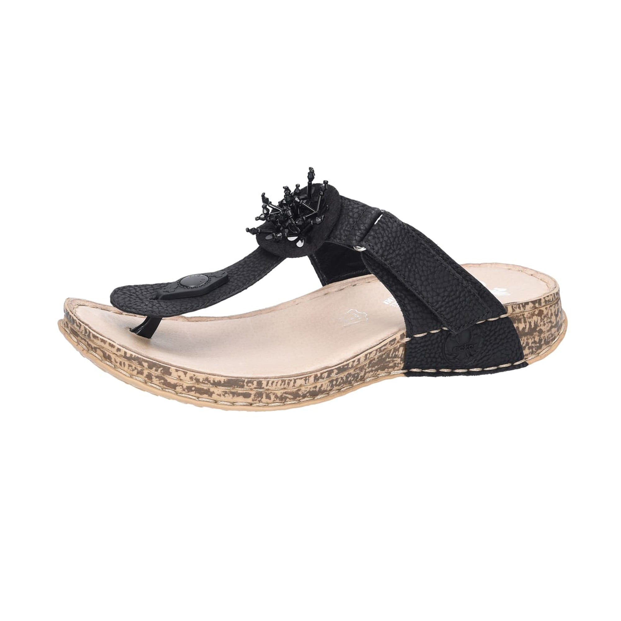 Rieker NV Women's Black Shoes with Velcro Strap Synthetic Upper and Flat Heel
