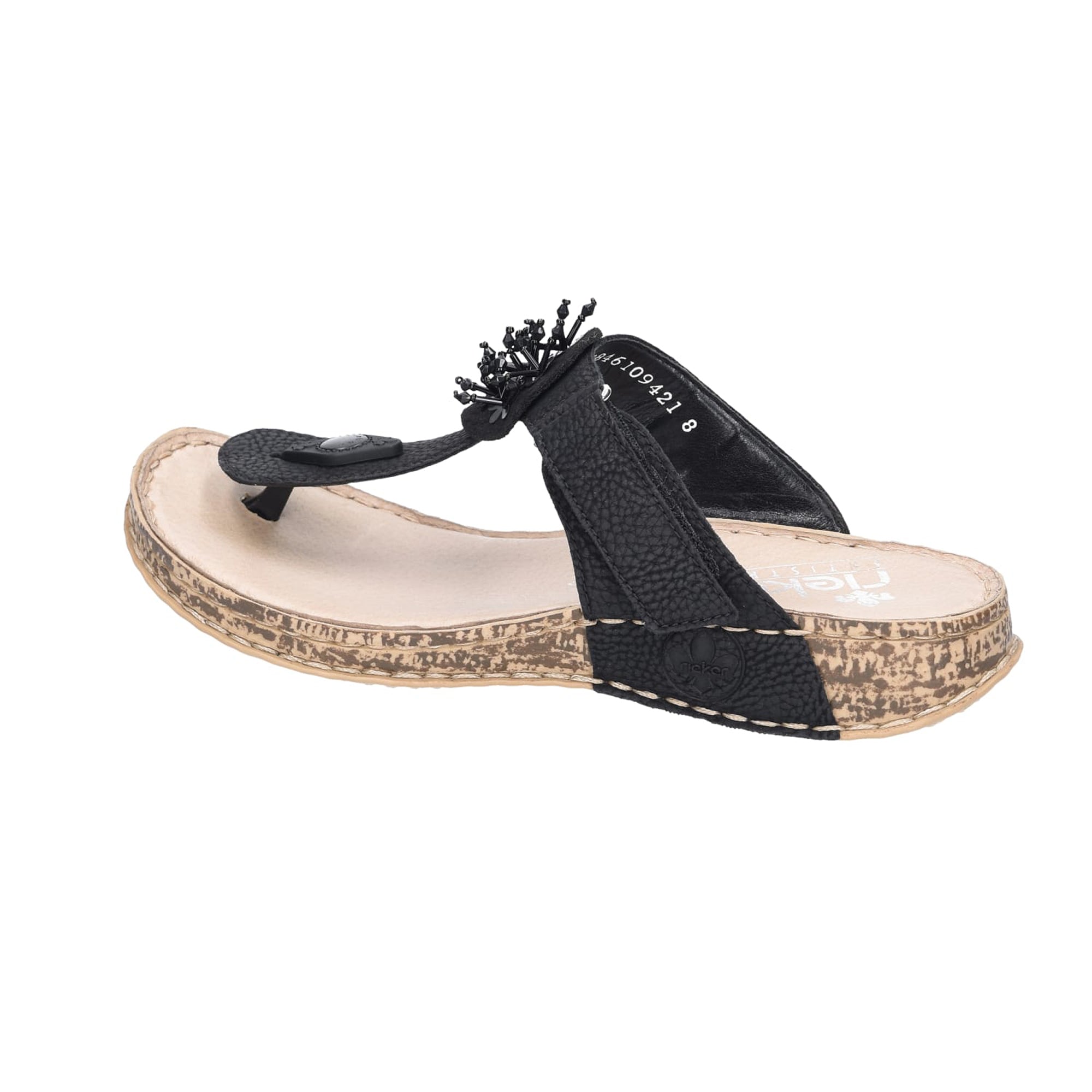 Rieker NV Women's Black Shoes with Velcro Strap Synthetic Upper and Flat Heel
