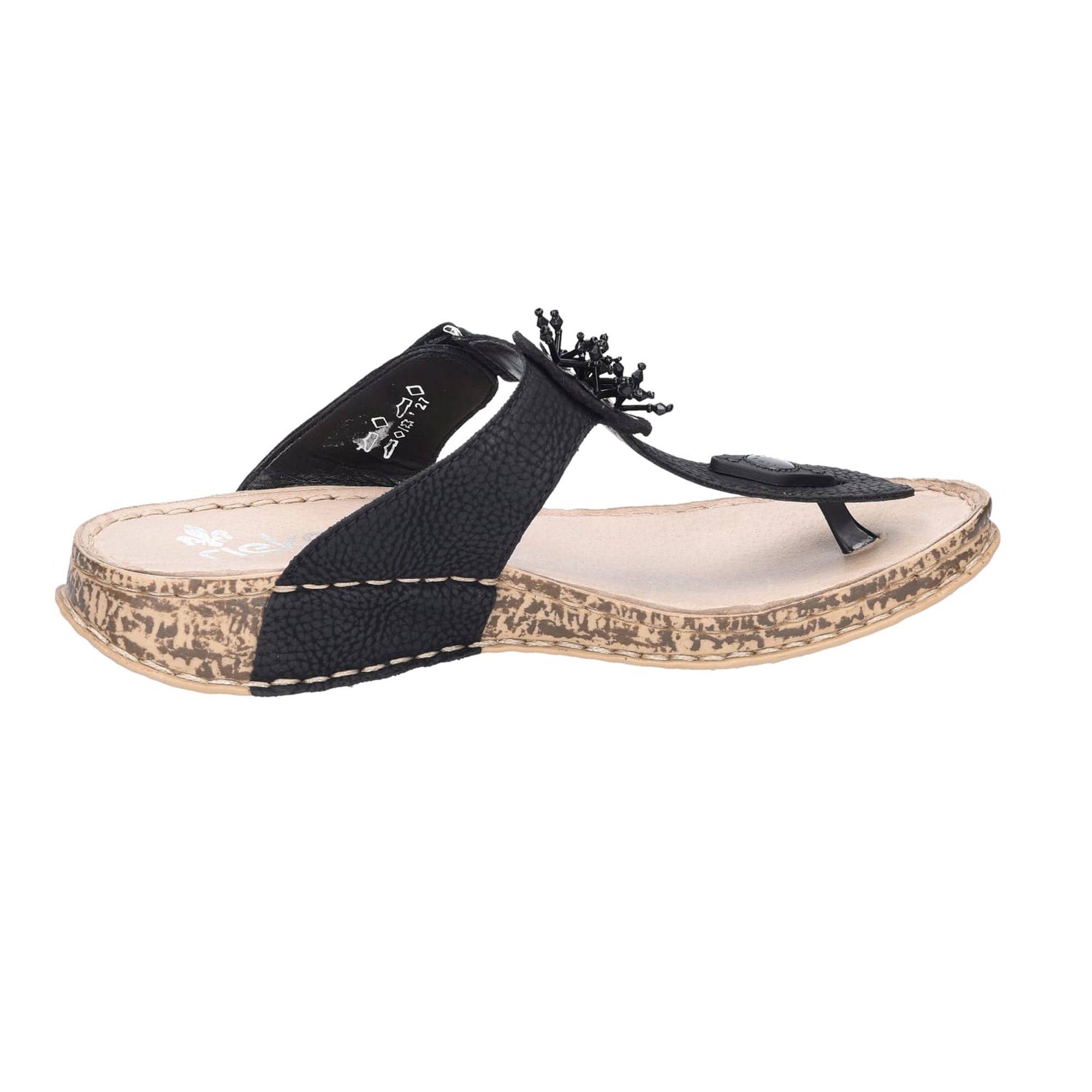 Rieker NV Women's Black Shoes with Velcro Strap Synthetic Upper and Flat Heel