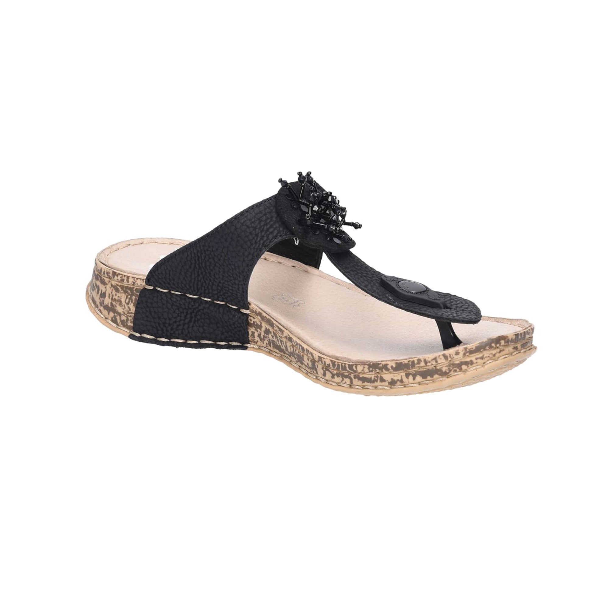 Rieker NV Women's Black Shoes with Velcro Strap Synthetic Upper and Flat Heel