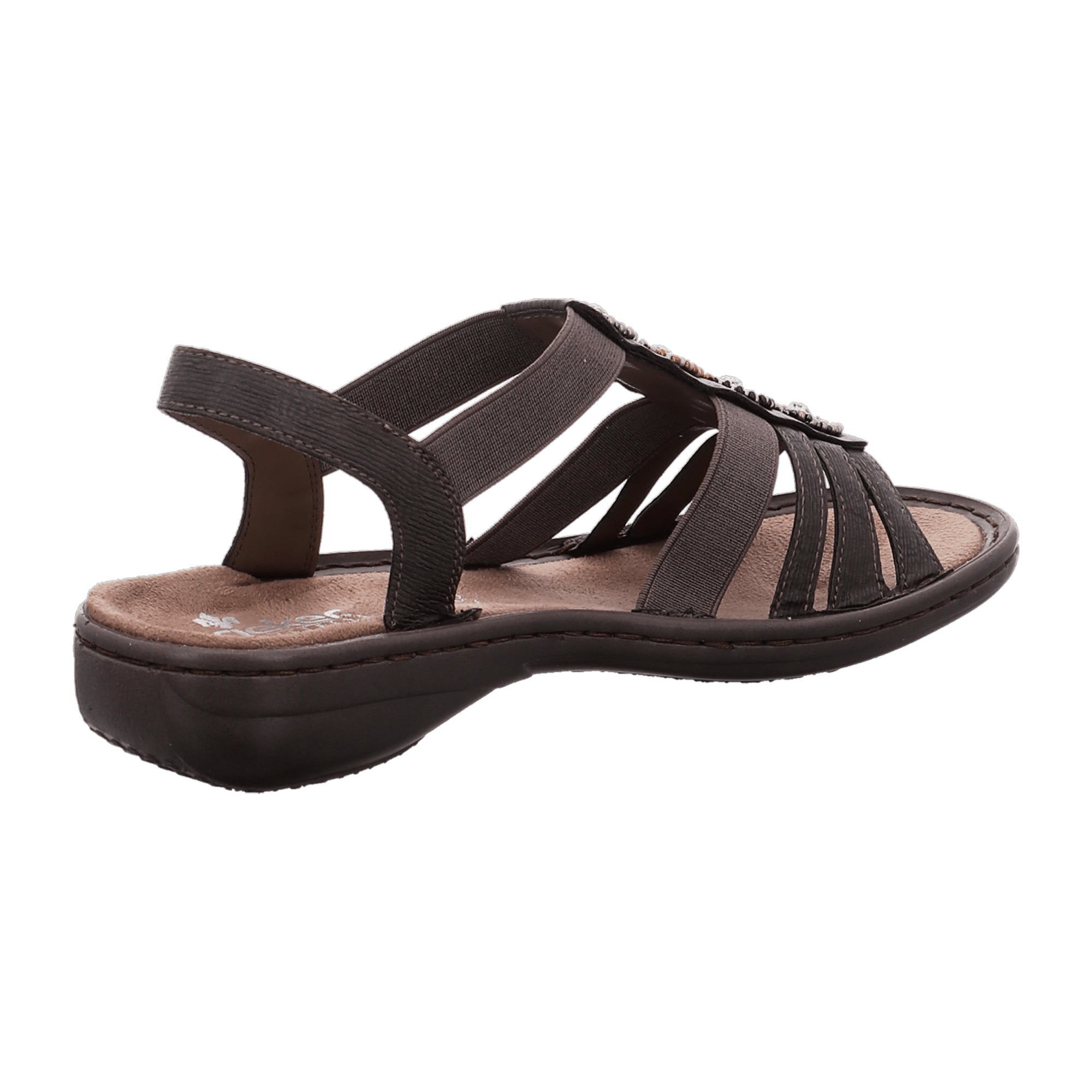 Rieker Women's Grey Sandalette Comfortable Slip-On Synthetic Leather Shoes
