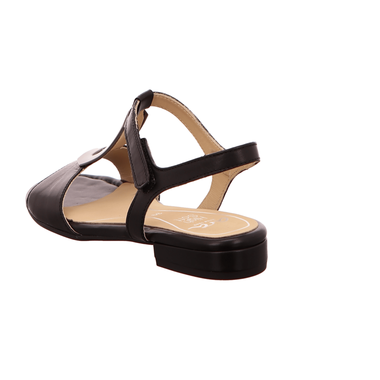 ARA VEGAS Women's T-Bar Sandals Smooth Leather Hook-and-Loop Fastener Black