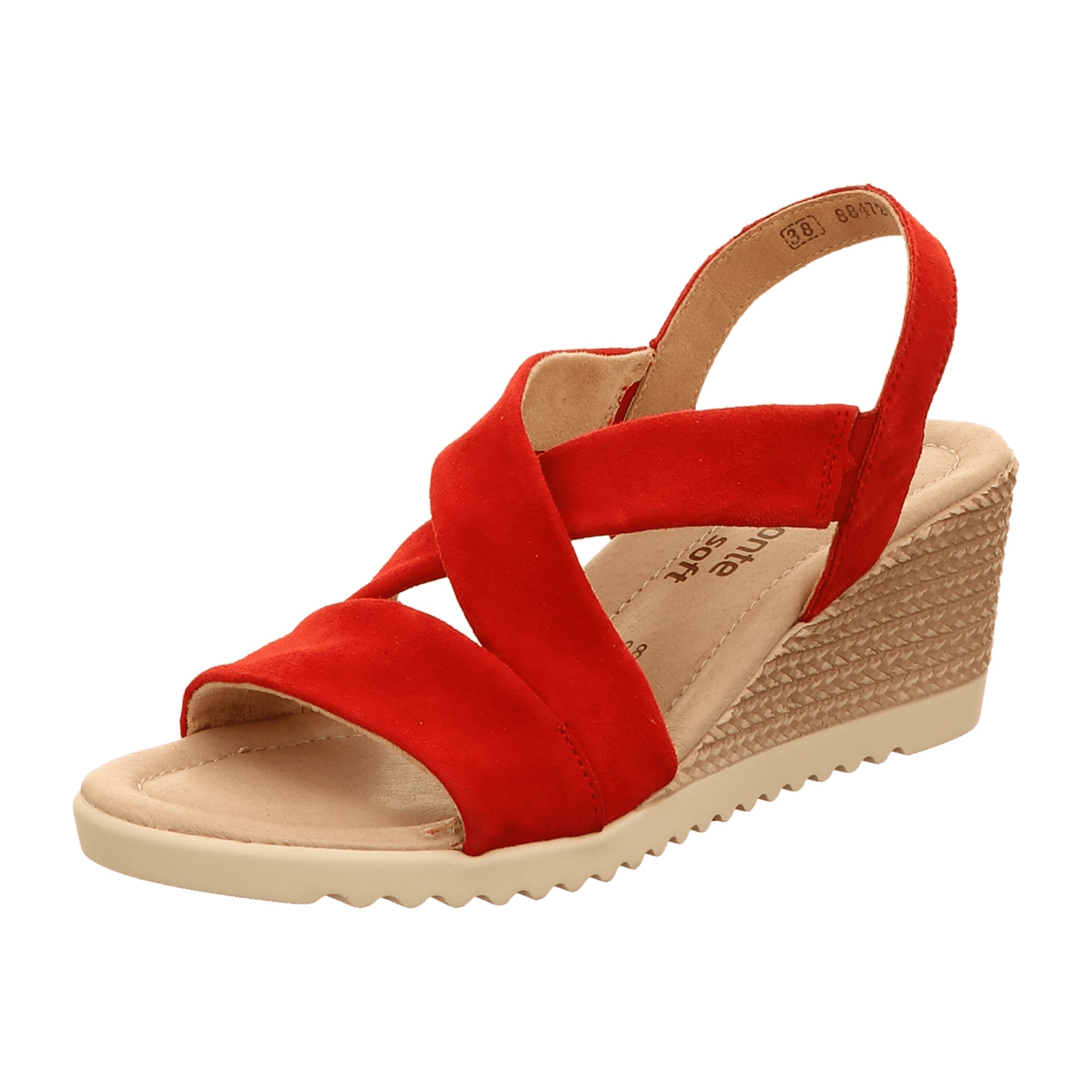 Remonte Women's Red Wedge Sandals Velour Leather Spring Summer Footwear