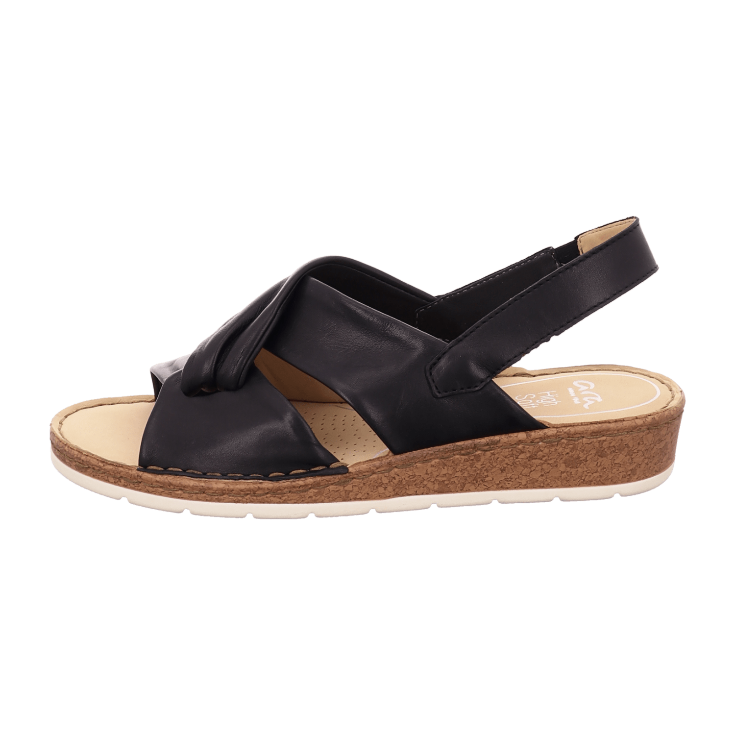 ARA Women's T-Bar Sandal Smooth Leather Black Slip-On Open Toe - Bartel-Shop
