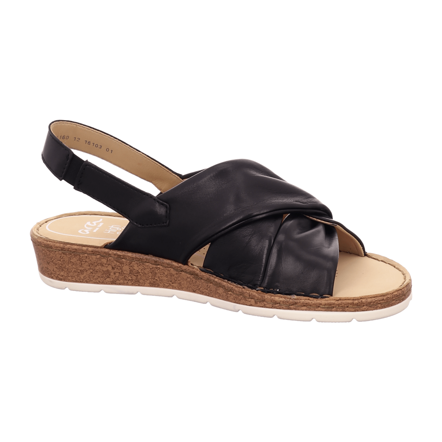 ARA Women's T-Bar Sandal Smooth Leather Black Slip-On Open Toe - Bartel-Shop