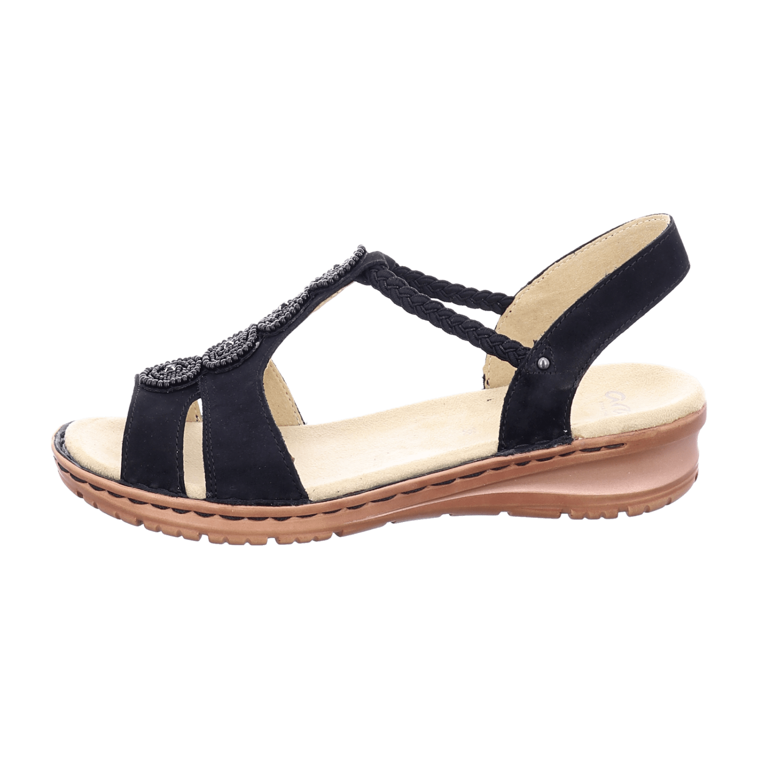 ARA HAWAII HAWA Women's T-Bar Sandal in Black Nubuck with Warm Fleece Lining - Bartel-Shop