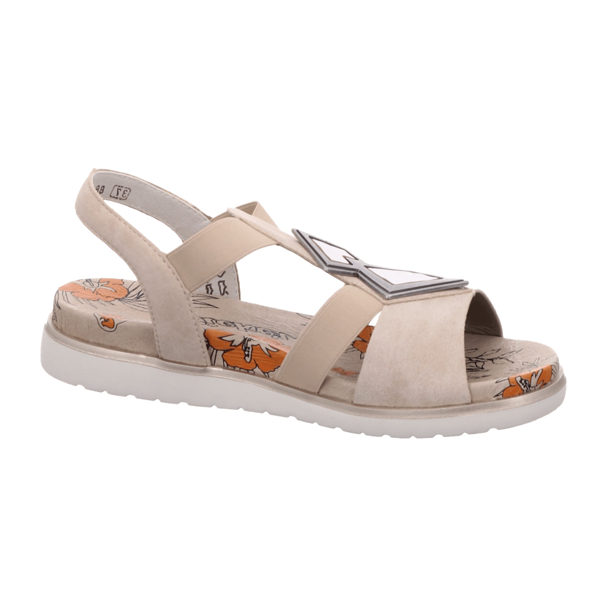 Rieker Comfortable Women's Sandals Beige Spring Summer Synthetic Flat Round Toe