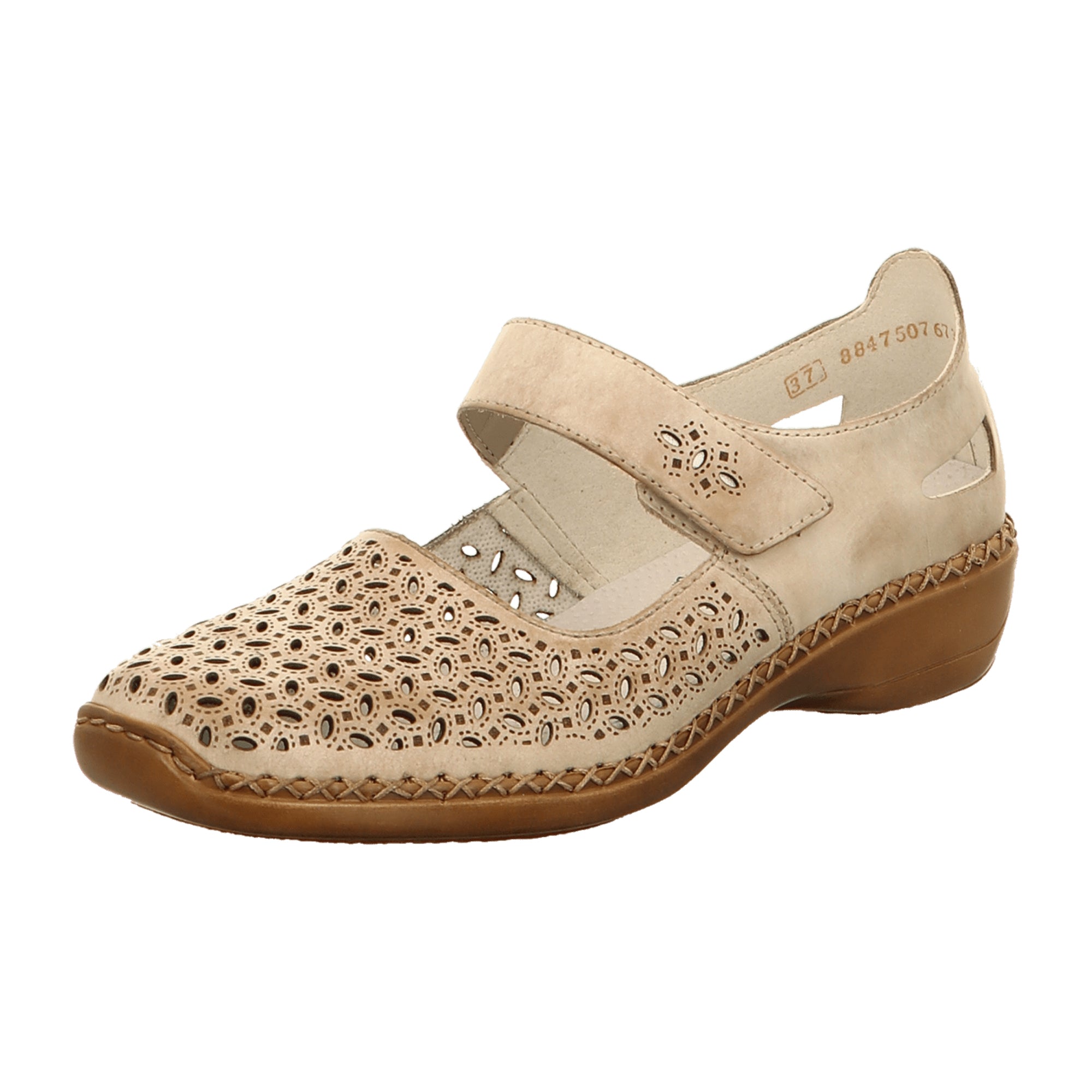 Rieker Women's Beige Comfort Slip-On Shoes 413G8-62 with Velcro Strap
