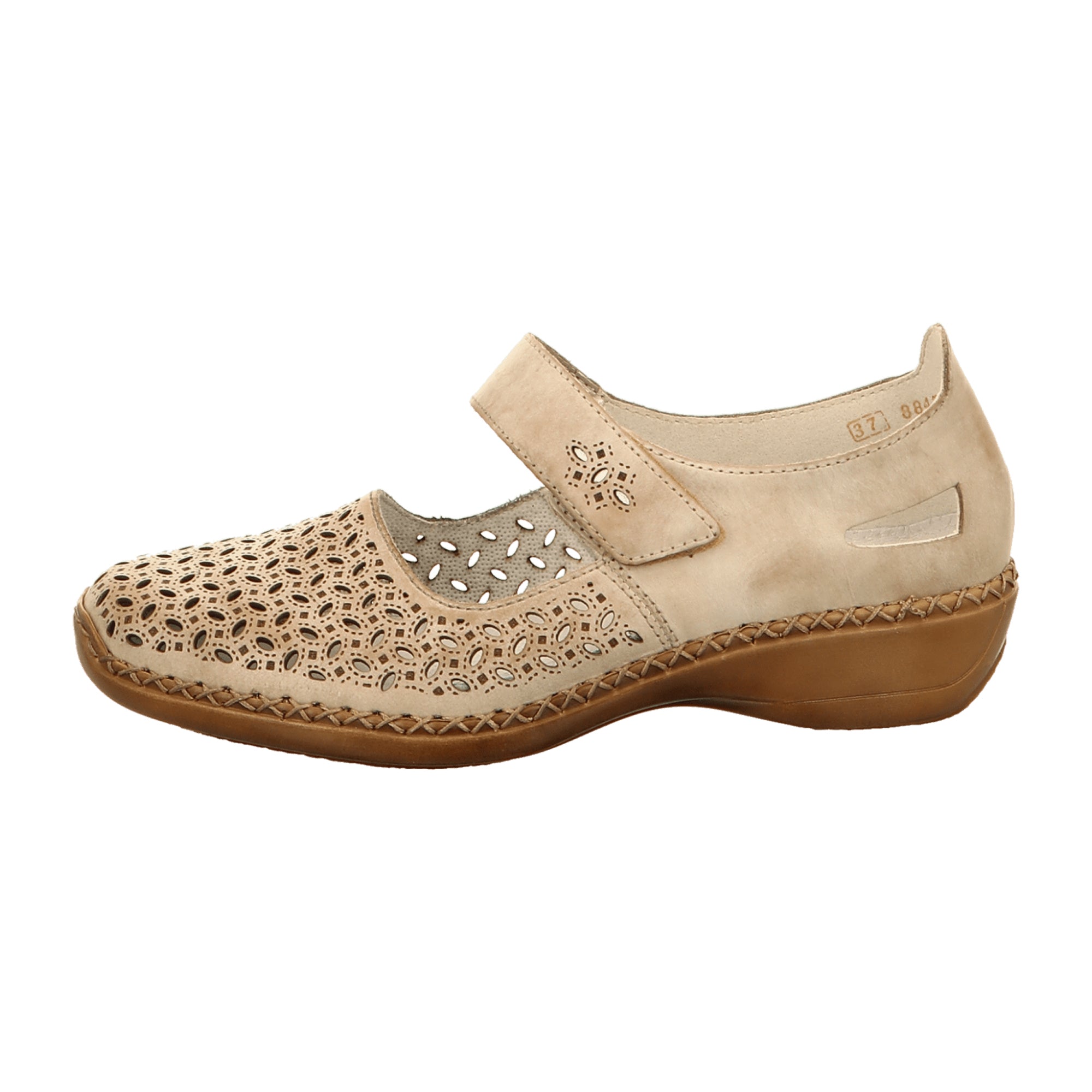 Rieker Women's Beige Comfort Slip-On Shoes 413G8-62 with Velcro Strap
