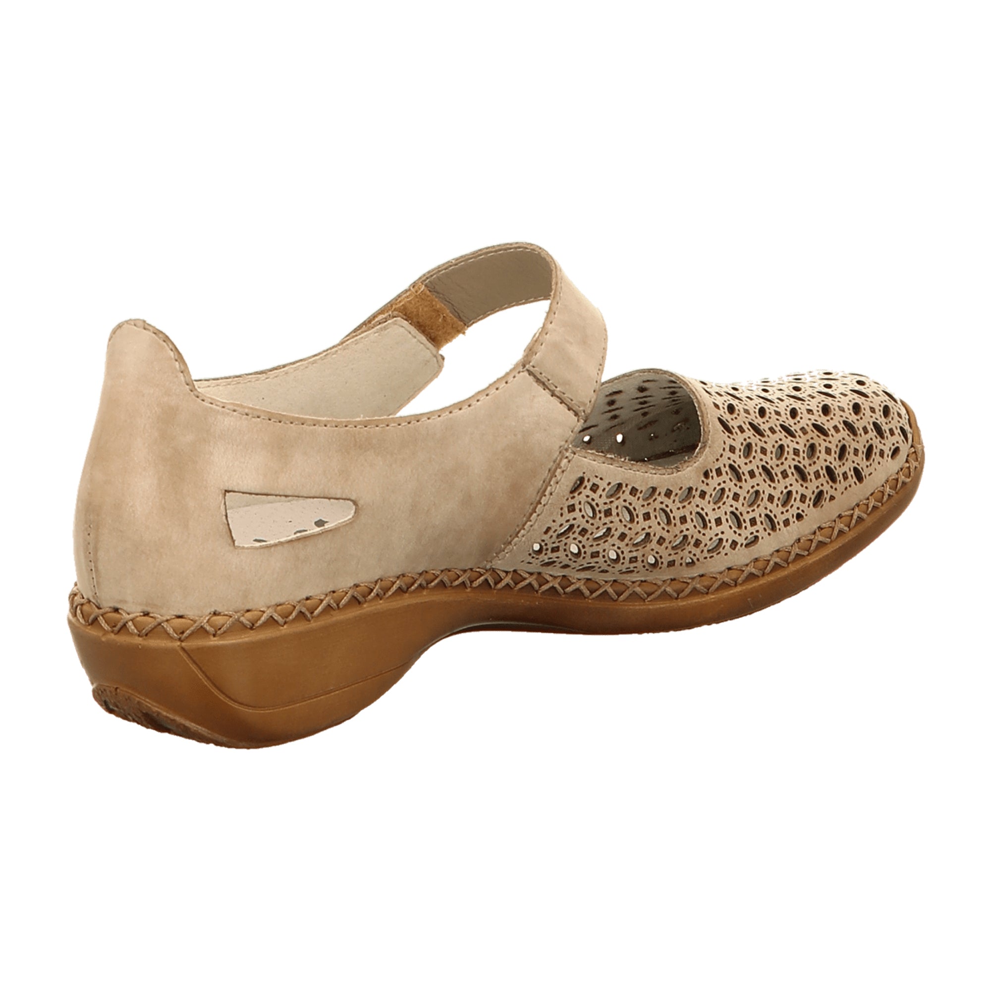 Rieker Women's Beige Comfort Slip-On Shoes 413G8-62 with Velcro Strap