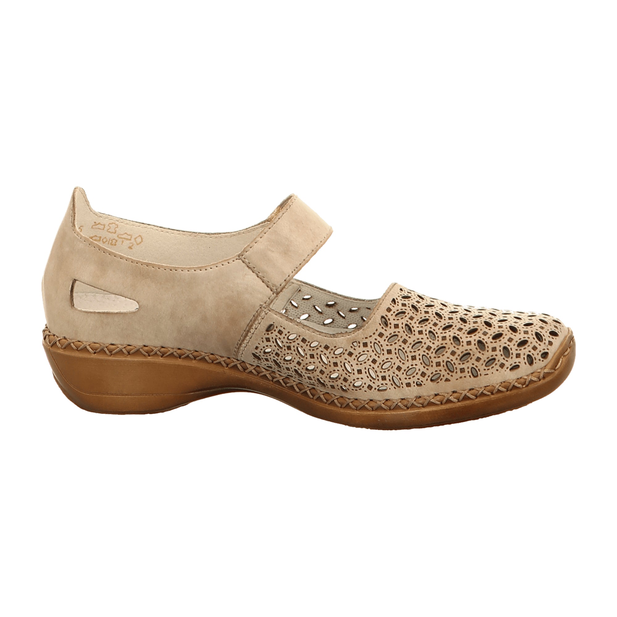 Rieker Women's Beige Comfort Slip-On Shoes 413G8-62 with Velcro Strap