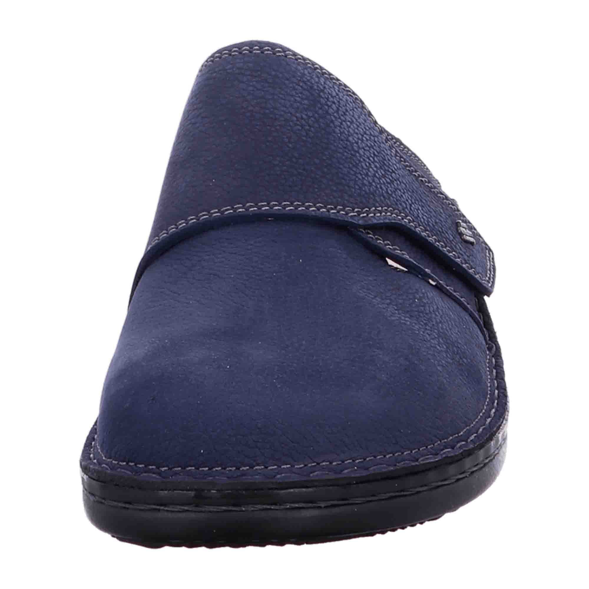 Finn Comfort Amalfi Men's Clogs - Durable Nubuck Leather Slip-On Sandals in Marine Blue