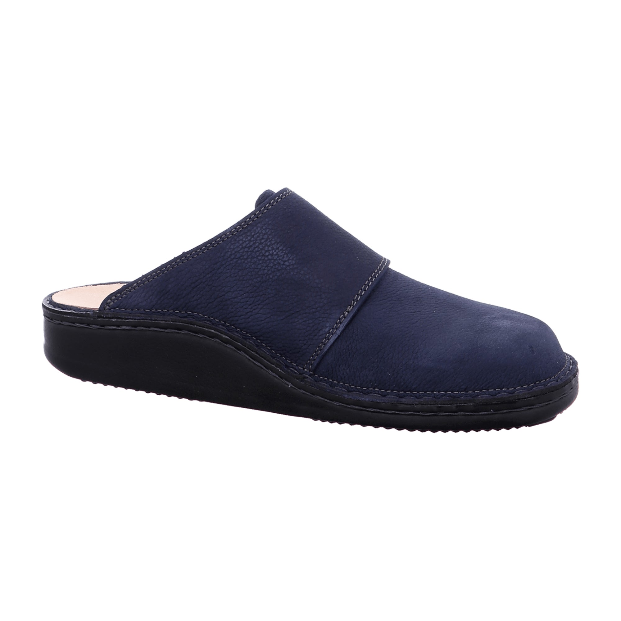 Finn Comfort Amalfi Men's Clogs - Durable Nubuck Leather Slip-On Sandals in Marine Blue