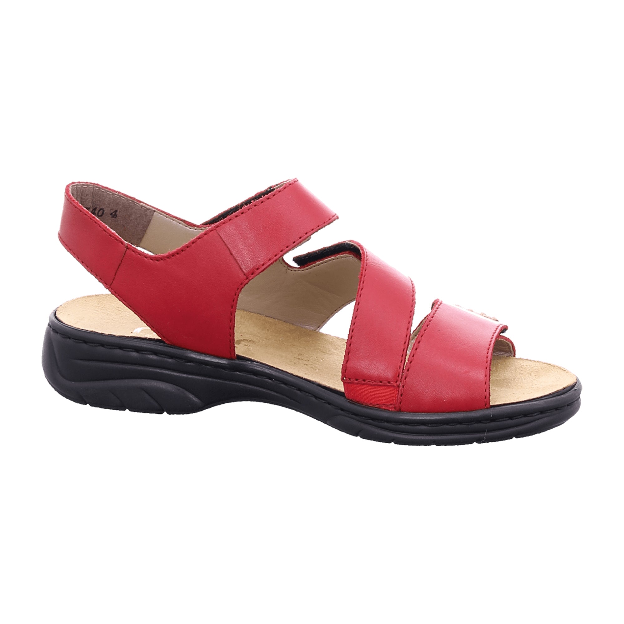 Rieker Red Women's Comfort Sandals with Strap and Velcro Closure