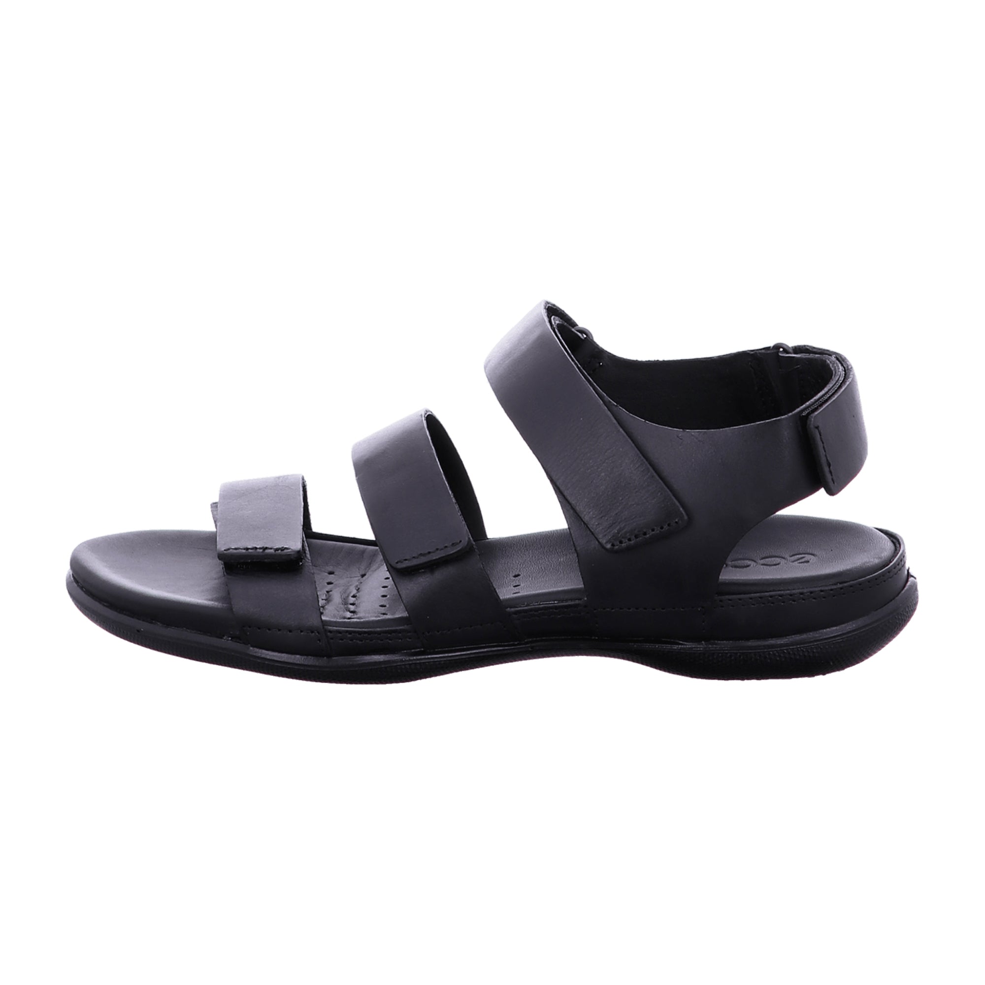 Ecco Flash Women's Black Leather Sandals with Velcro Closure