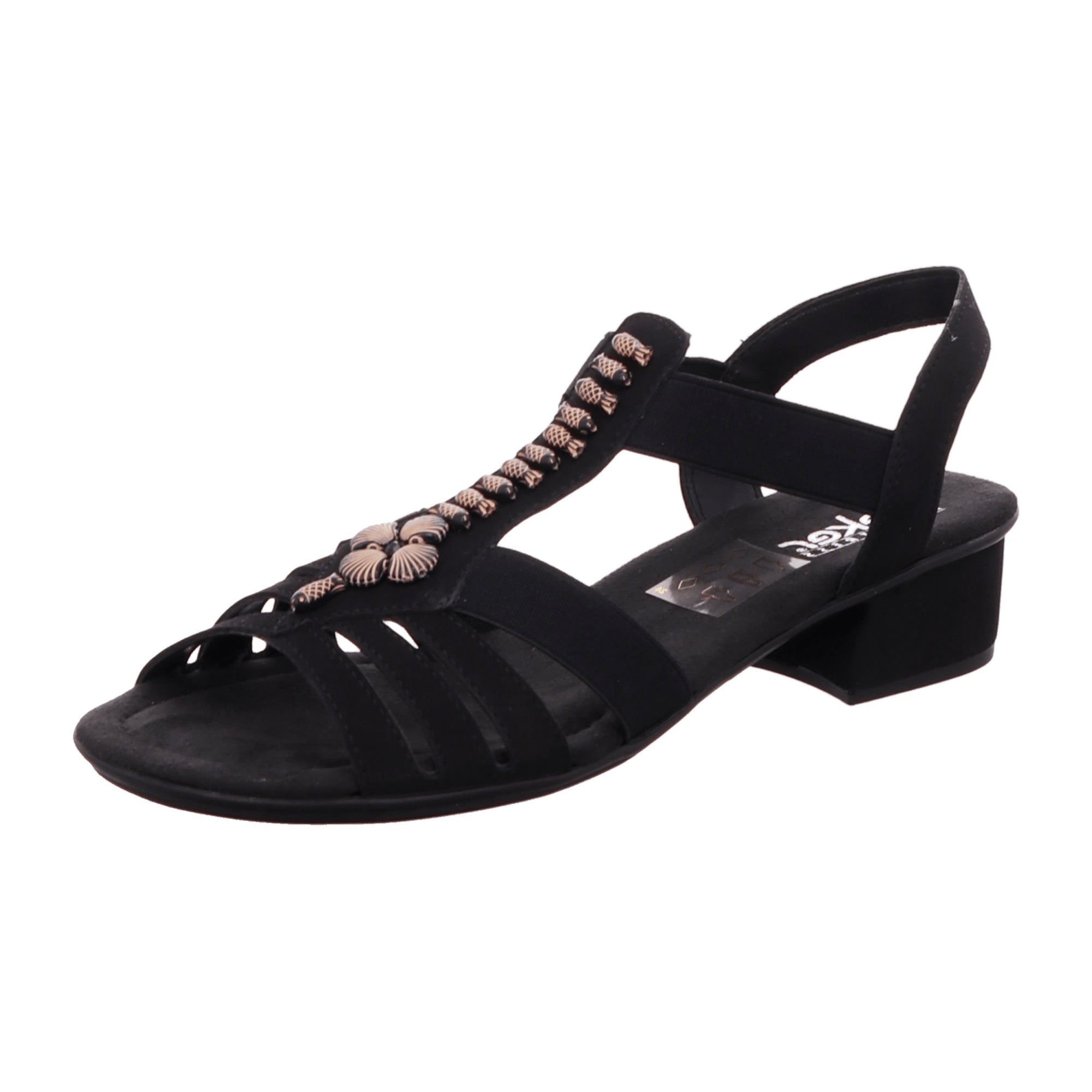 Rieker Comfortable Women's Sandals Black Block Heel Spring Summer Footwear