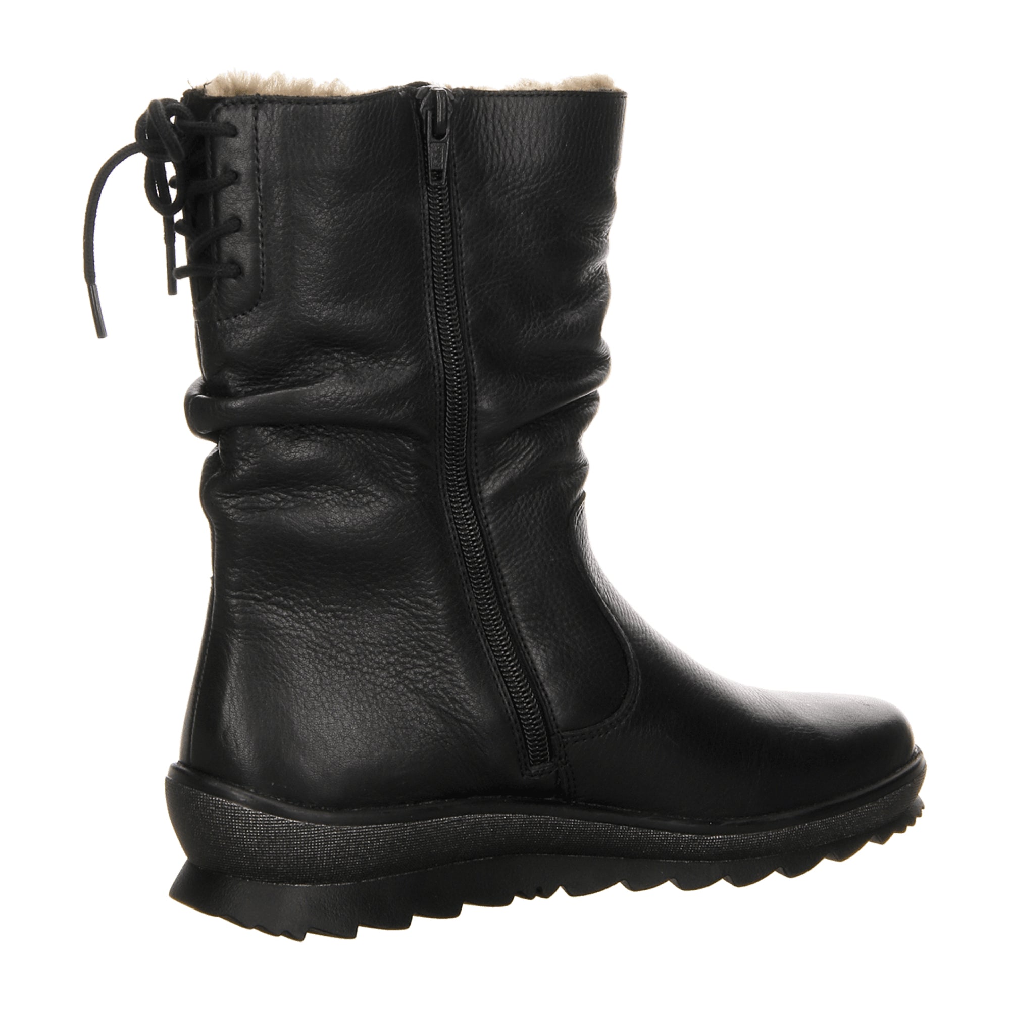 Remonte Black Leather Ankle Boots for Women with Lambswool Lining and Zip