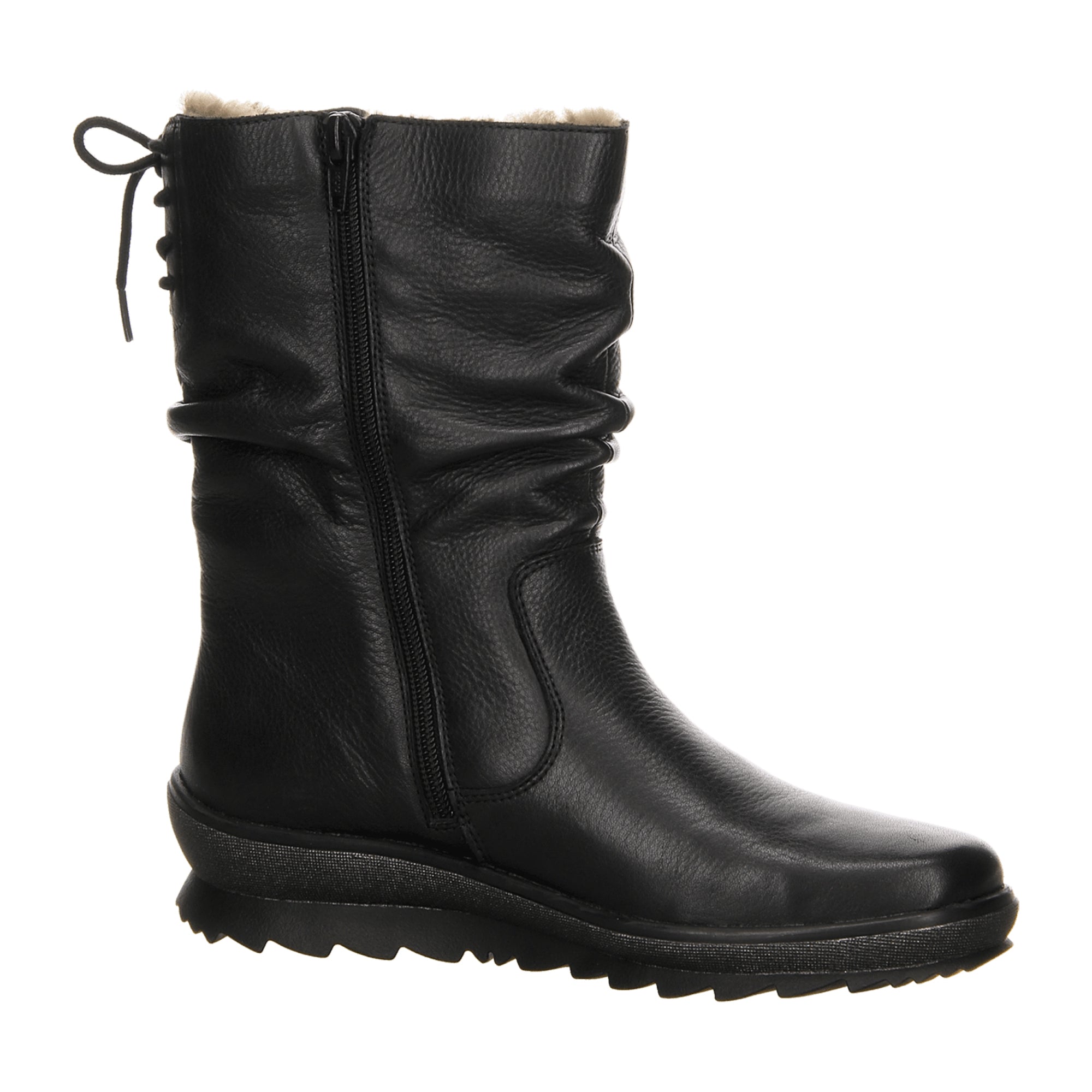 Remonte Black Leather Ankle Boots for Women with Lambswool Lining and Zip