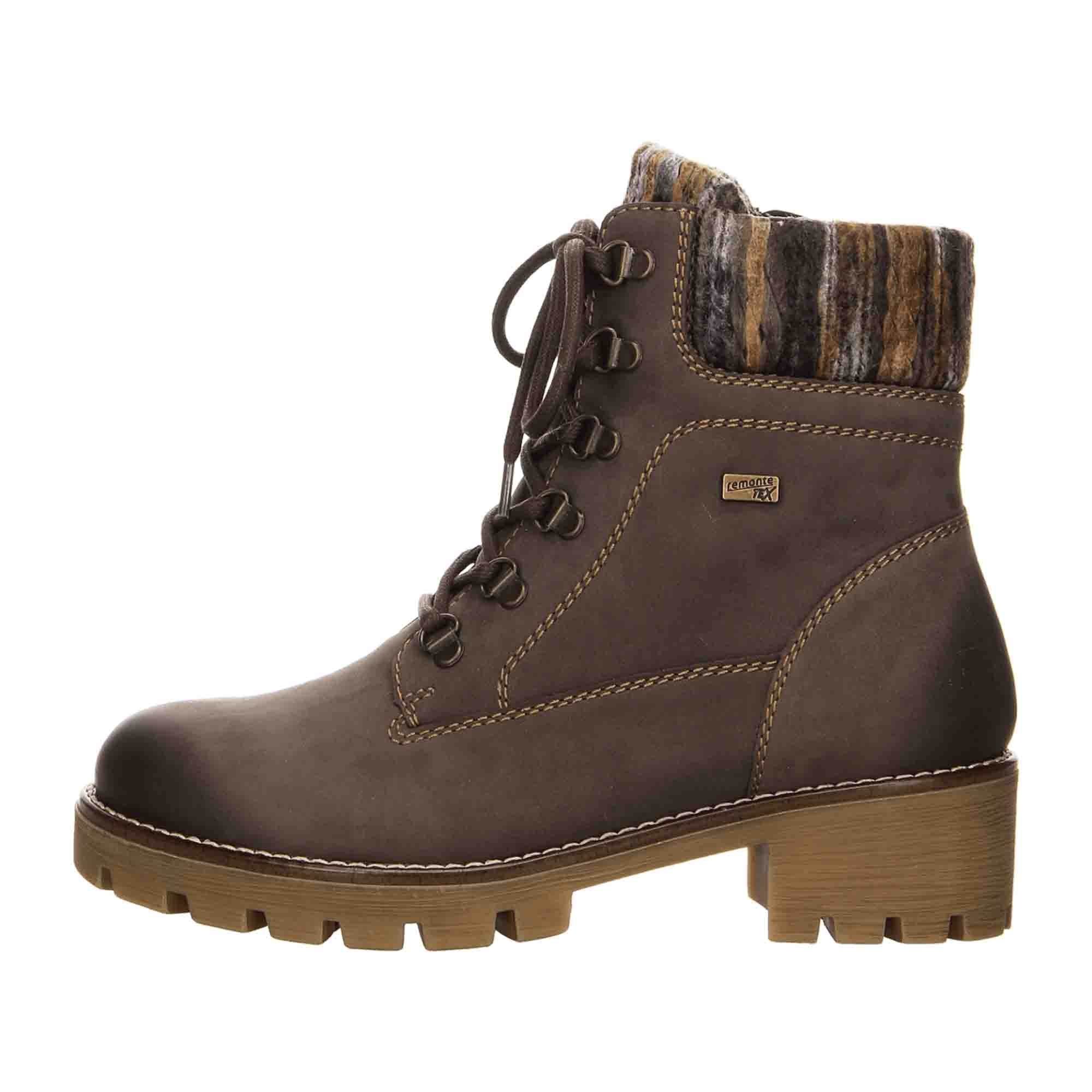 Remonte R5378 Women's Brown Nubuck Boots with Warm Lining and Zip Closure