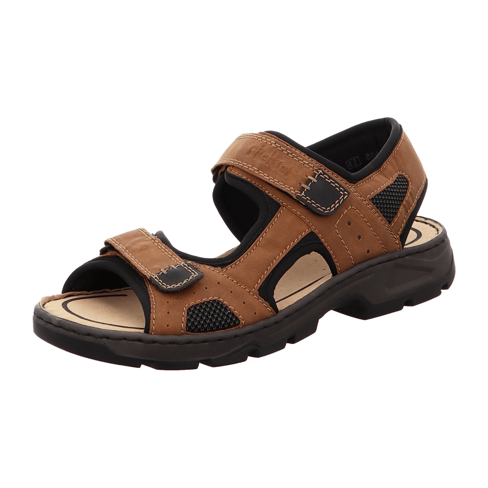 Rieker Brown Comfort Sandals with Velcro Strap Lightweight Shock Absorbing Sole