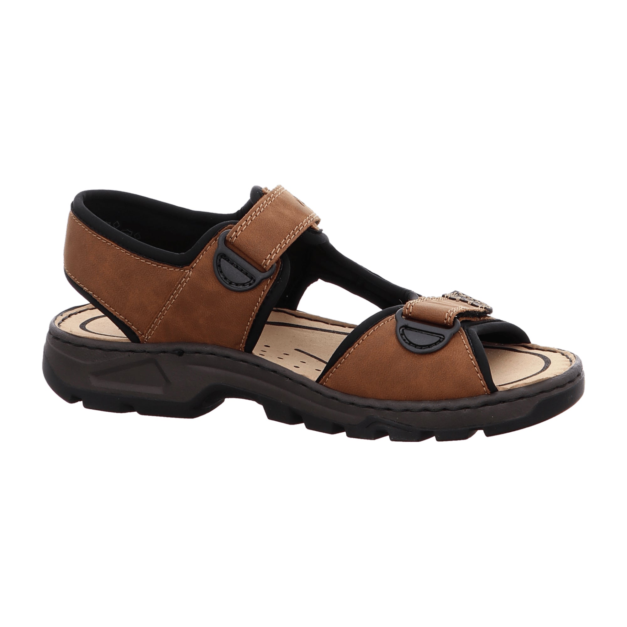 Rieker Brown Comfort Sandals with Velcro Strap Lightweight Shock Absorbing Sole