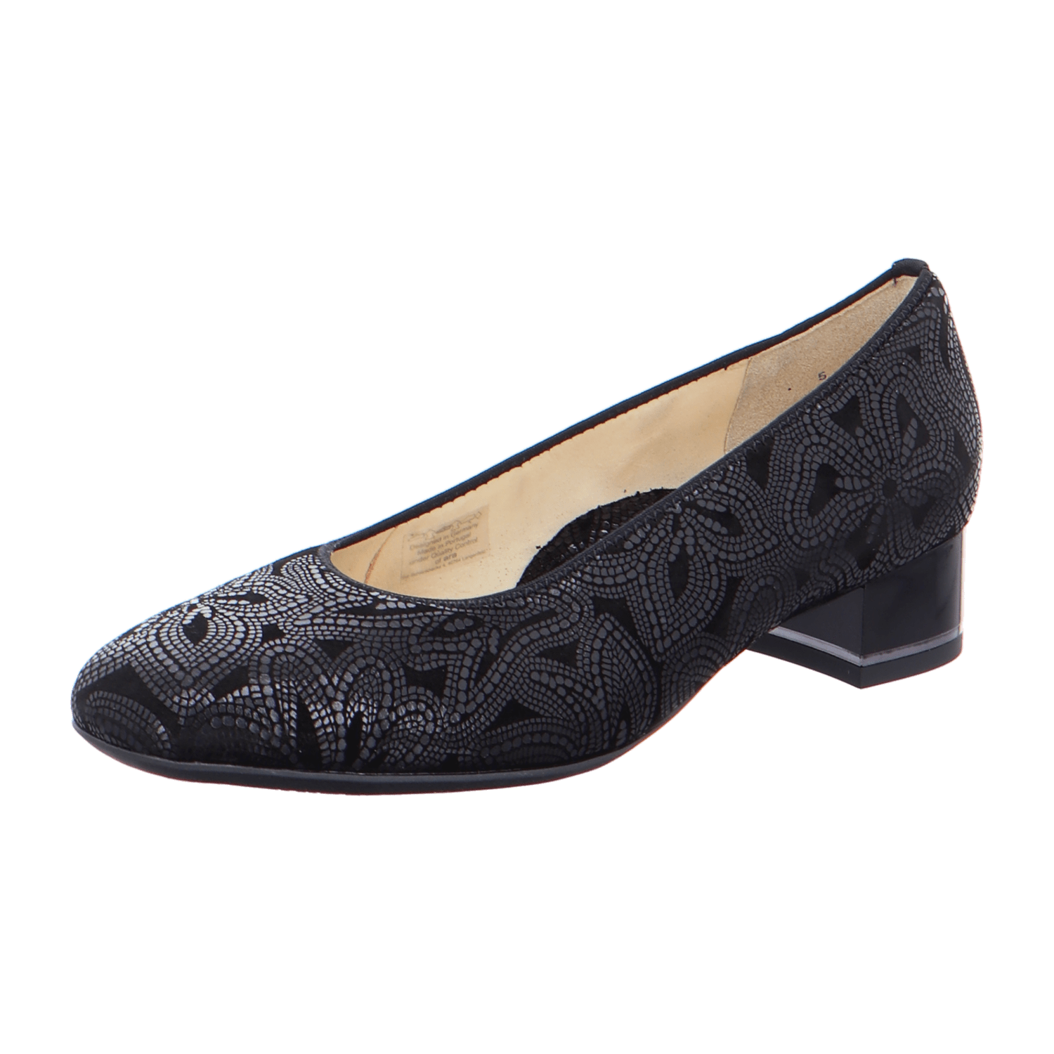 ARA GRAZ Women's Pumps in Black Nubuck Leather with Round Toe and Warm Lining - Bartel-Shop