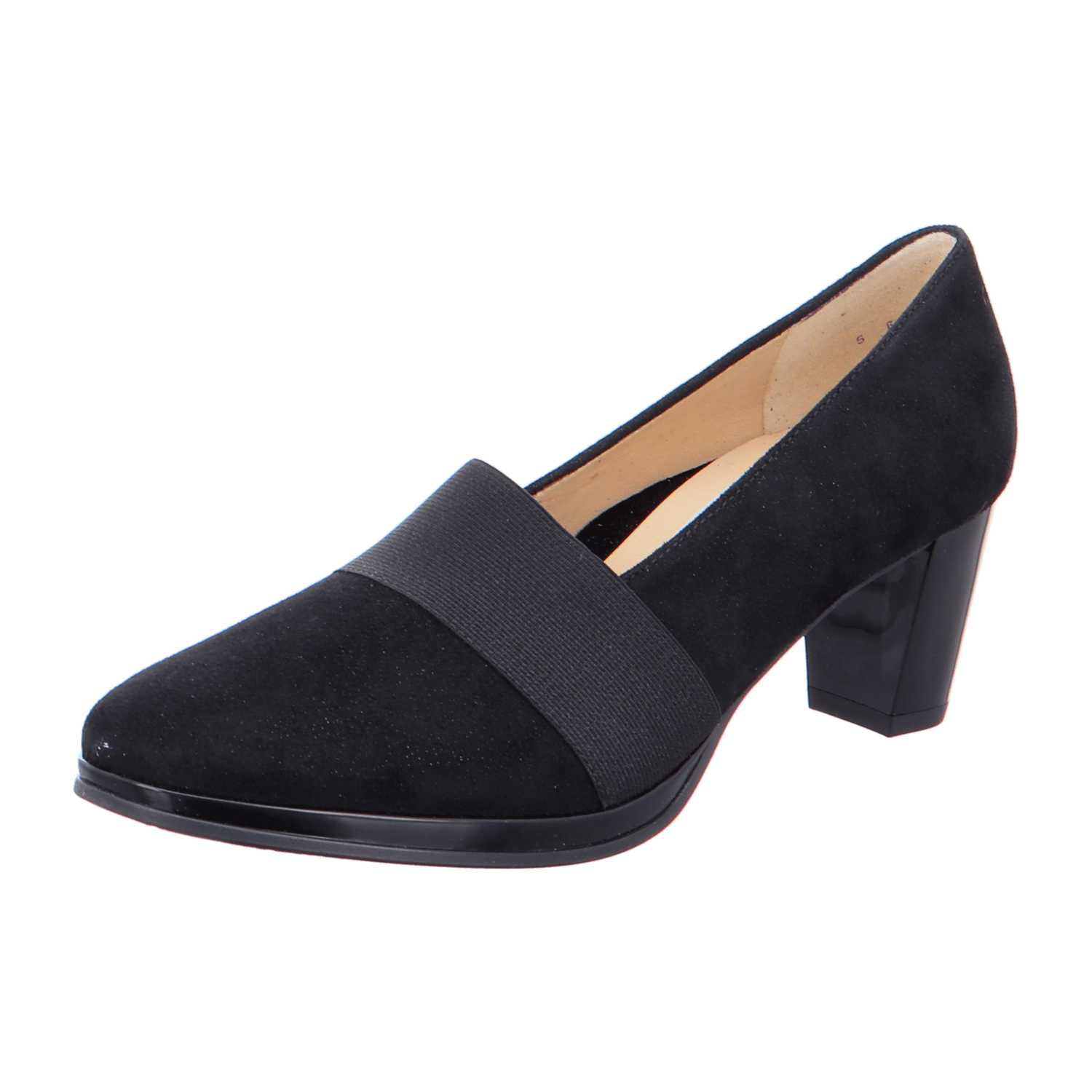 ARA ORLY Women's Pumps in Black Nubuck Leather, Pull-On Style with Closed Toe and Leather Lining