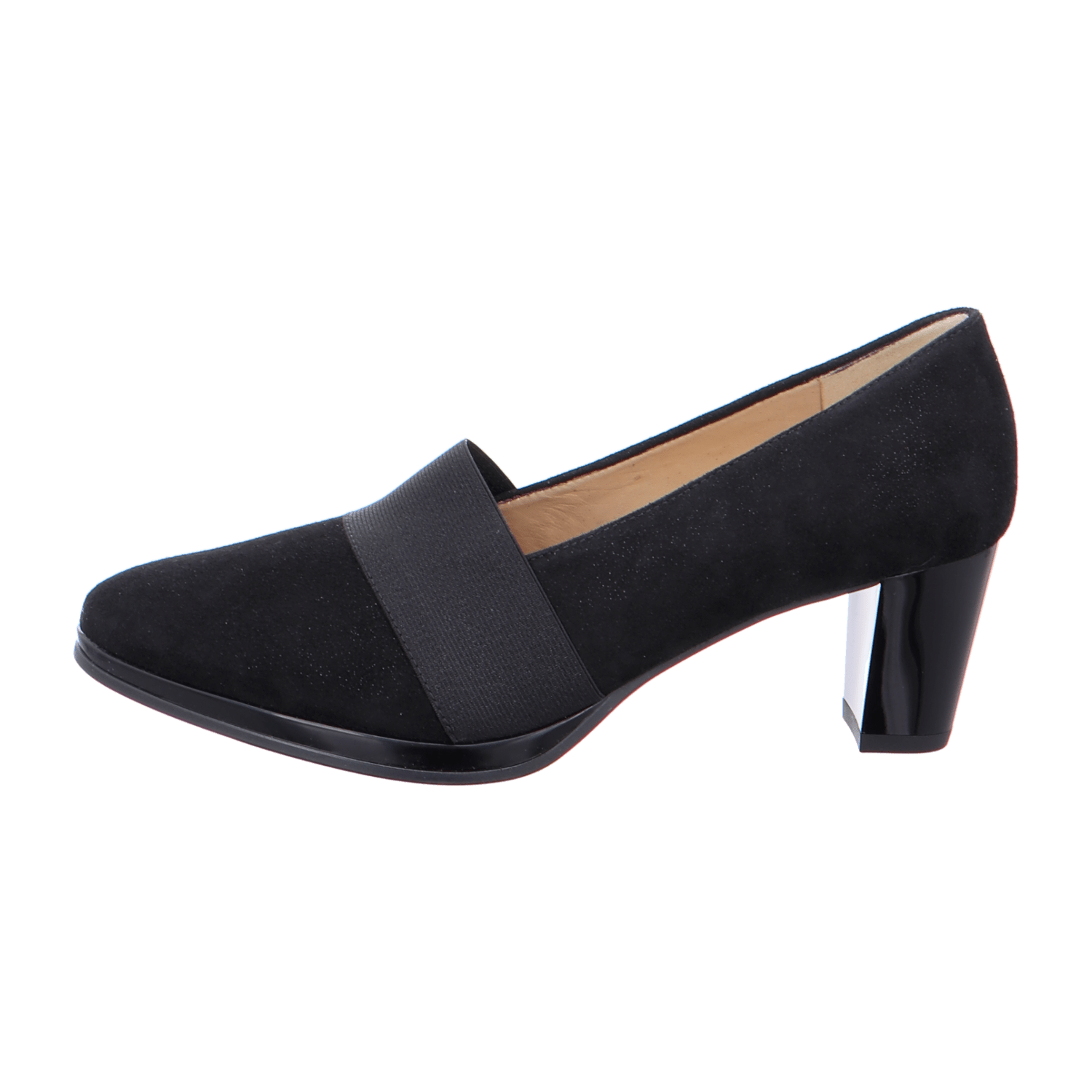 ARA ORLY Women's Pumps in Black Nubuck Leather, Pull-On Style with Closed Toe and Leather Lining