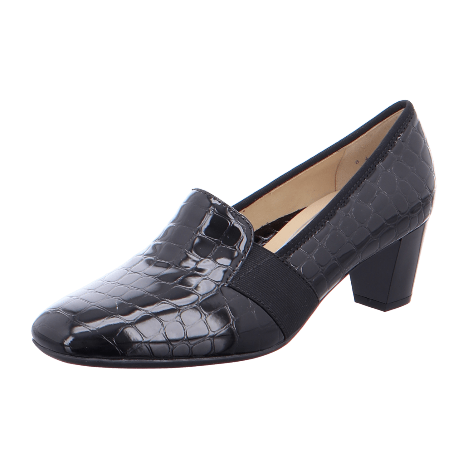 ARA VERONA Women's Pumps in Black Smooth Leather with Square Toe and Slip-On Design