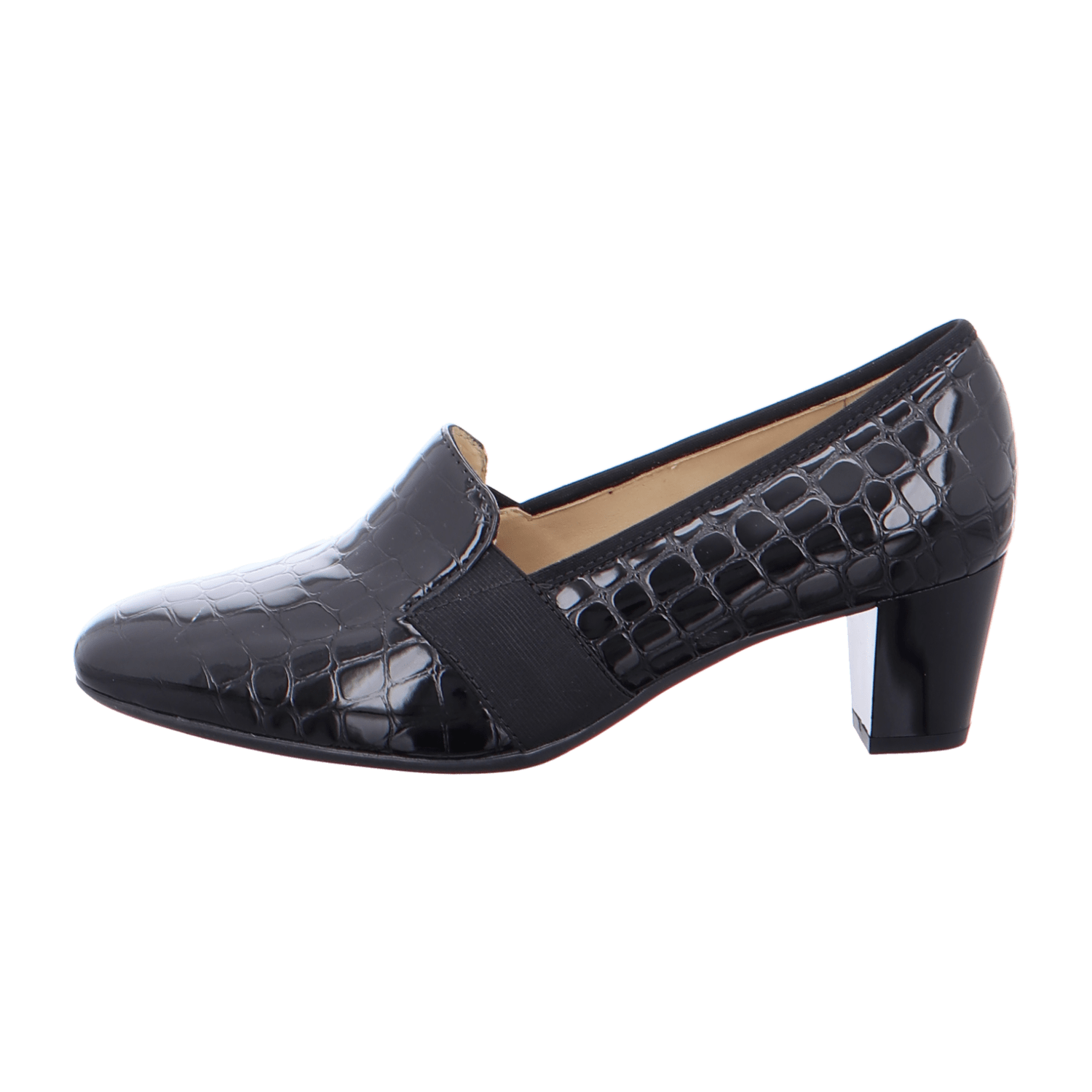 ARA VERONA Women's Pumps in Black Smooth Leather with Square Toe and Slip-On Design