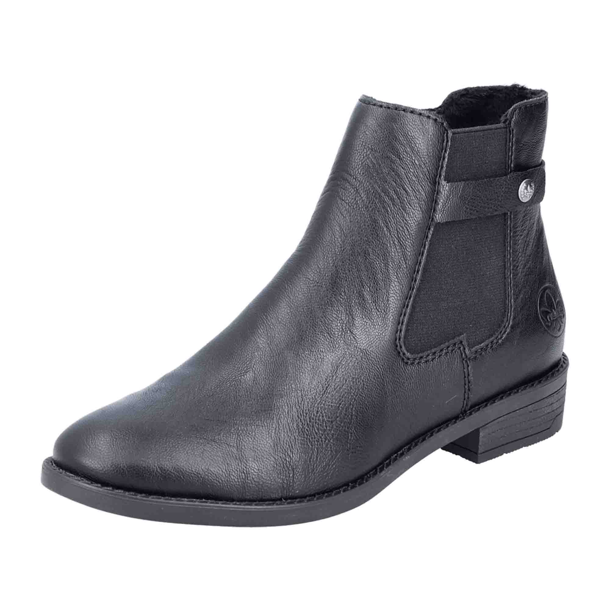 Rieker Women's Black Boots Slip-On Faux Leather Comfort Fall Winter Footwear