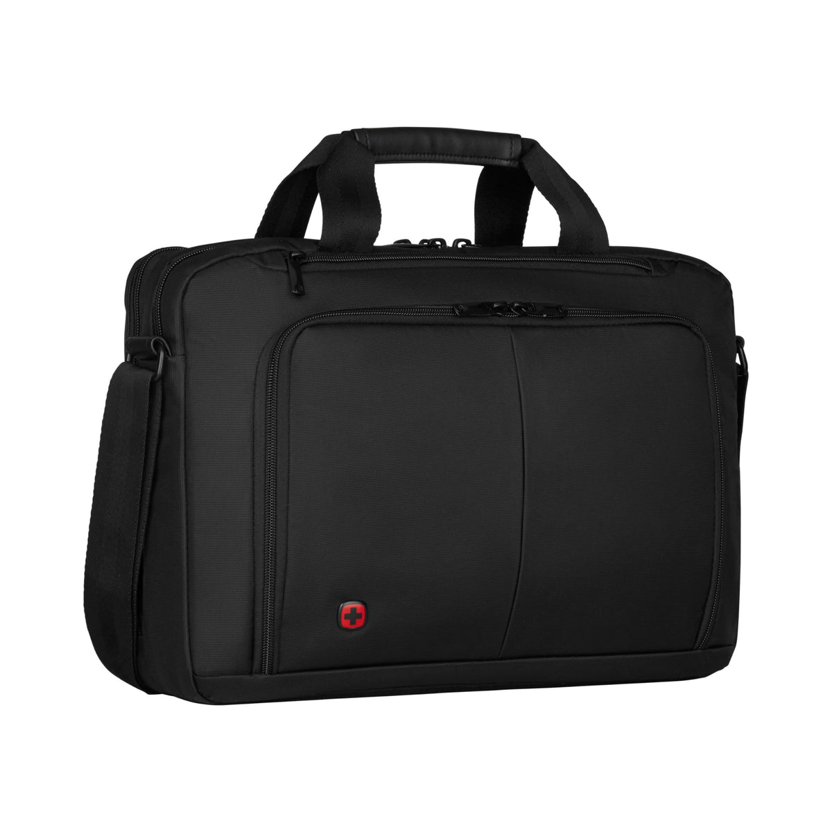 WENGER Source Laptop Bag 16" - Black Nylon Messenger with Tablet Pocket