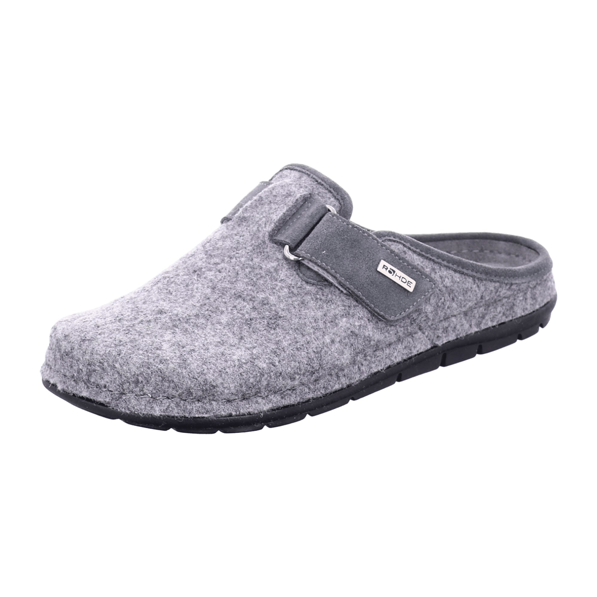 Rohde Men's Gray House Slippers Rodigo-H New Warm Felt Lining Velcro Closure