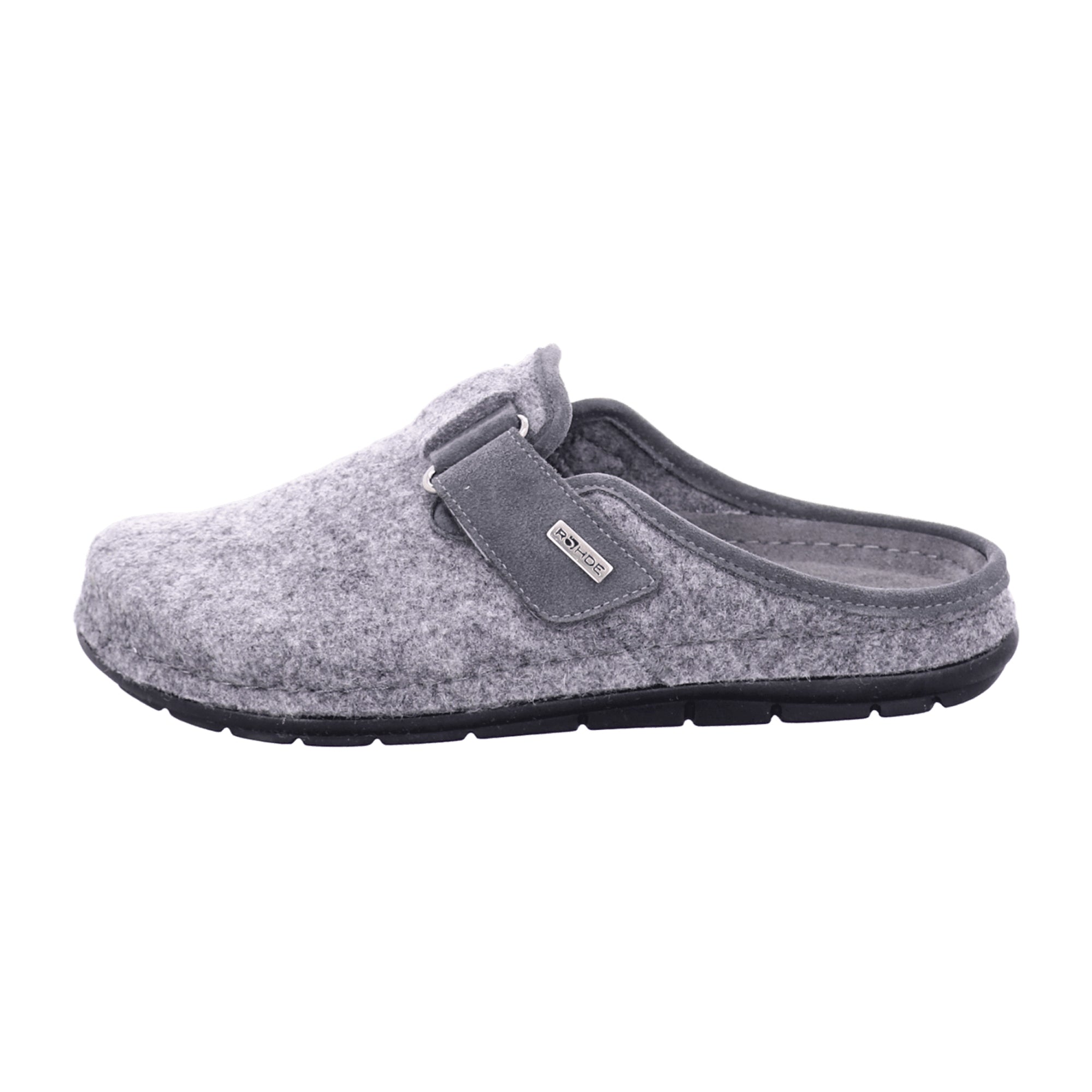 Rohde Men's Gray House Slippers Rodigo-H New Warm Felt Lining Velcro Closure