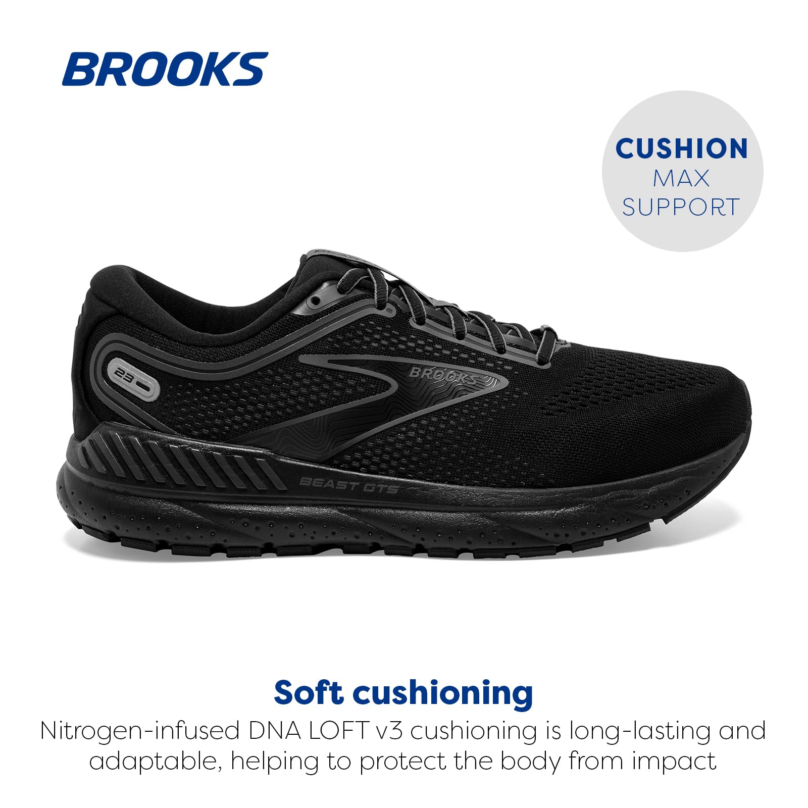 Brooks Beast GTS 23 Men Road Running Shoes Black Gunmetal Synthetic Lightweight