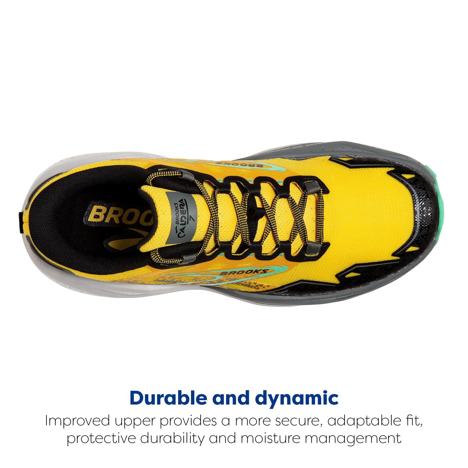 Brooks Caldera 7 Men Trail Running Shoes Mesh Lemon Chrome Black Springbud
