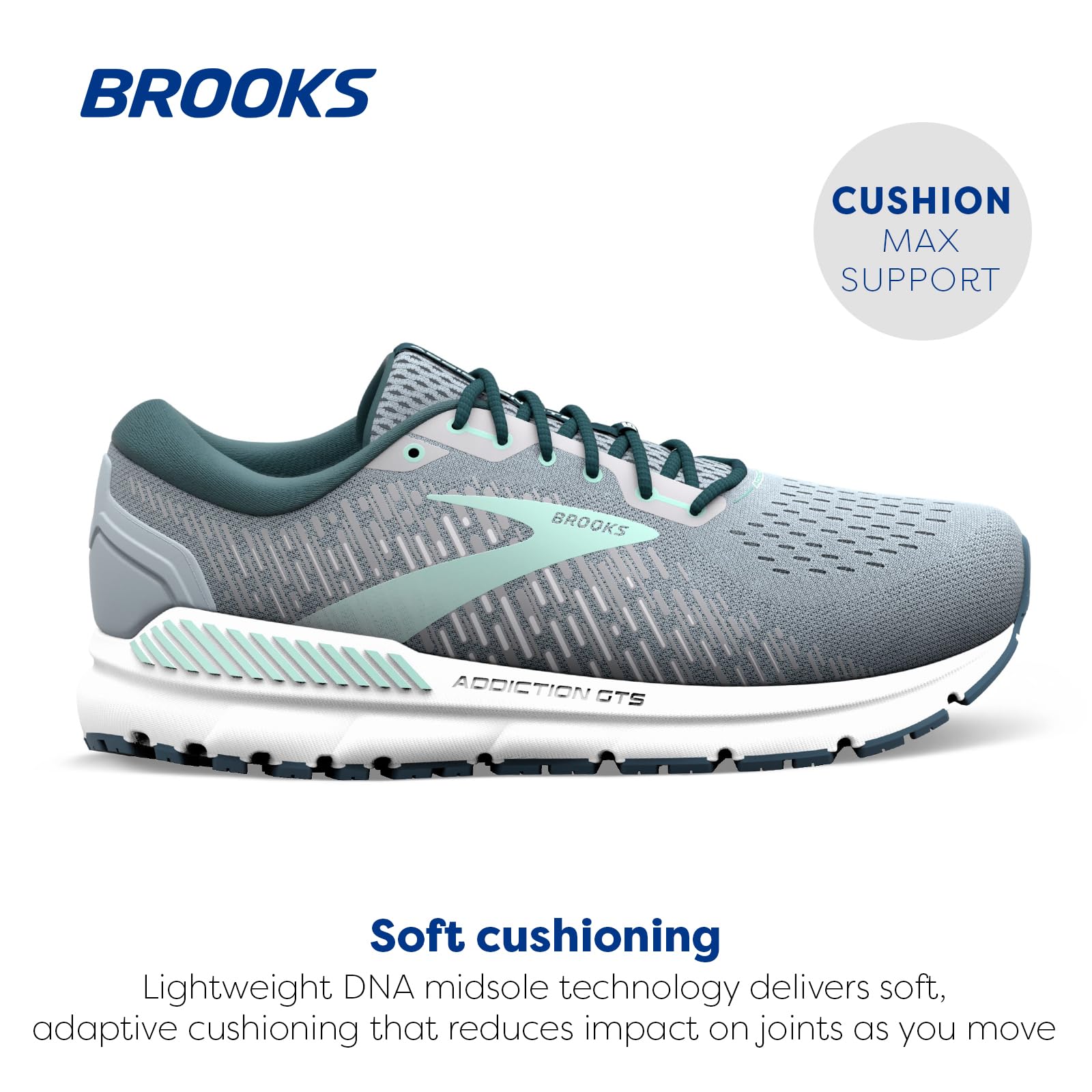 Brooks Addiction GTS 15 Women Road Running Shoes Synthetic Grey Navy Aqua