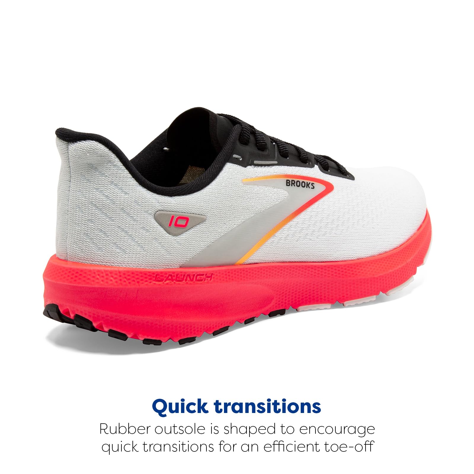 Brooks Launch 10 Men Road Running Shoes Blue Black Fiery Coral Breathable Fabric Rubber