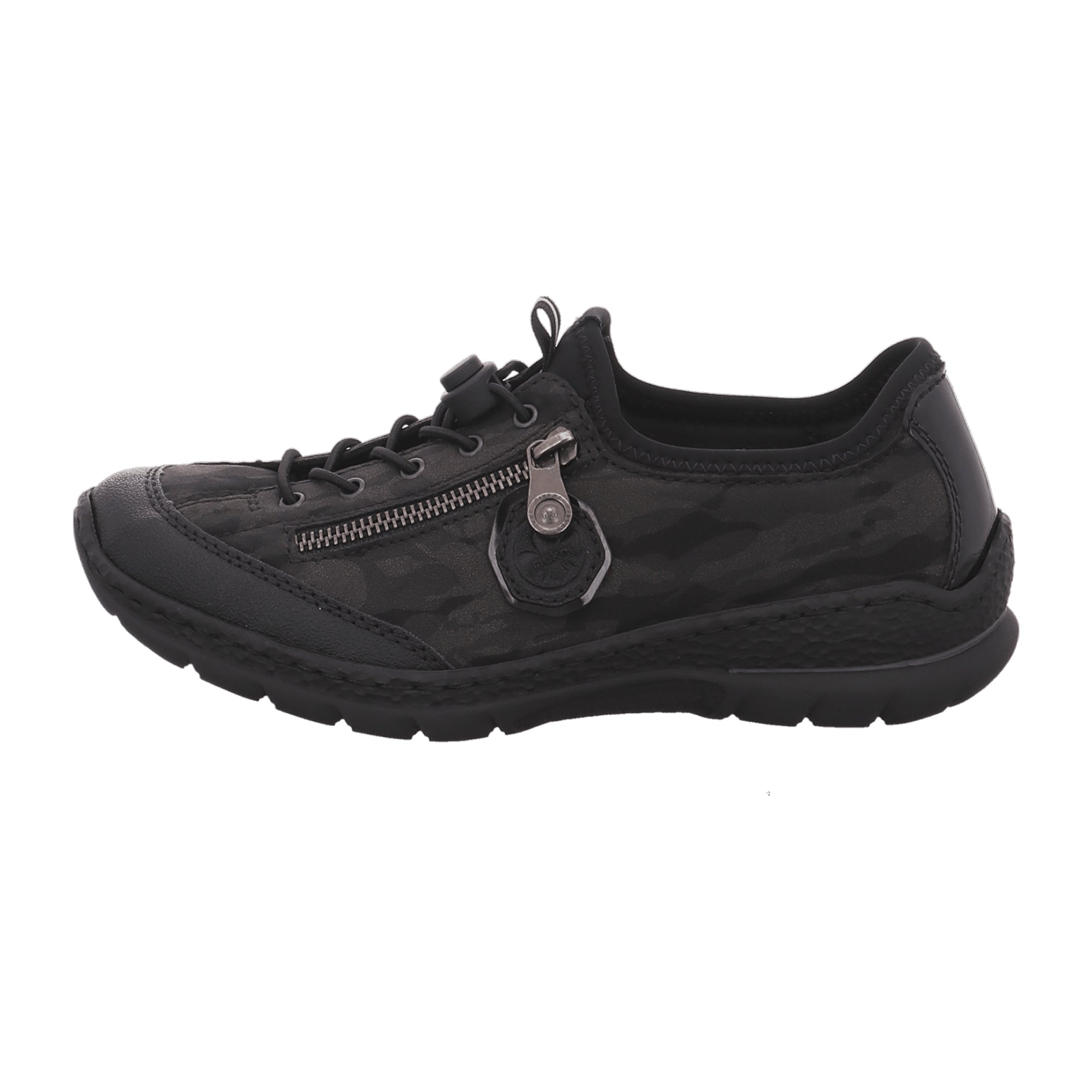 Rieker Comfortable Women's Lace-Up Shoes Black Ankle-High Flat Heel