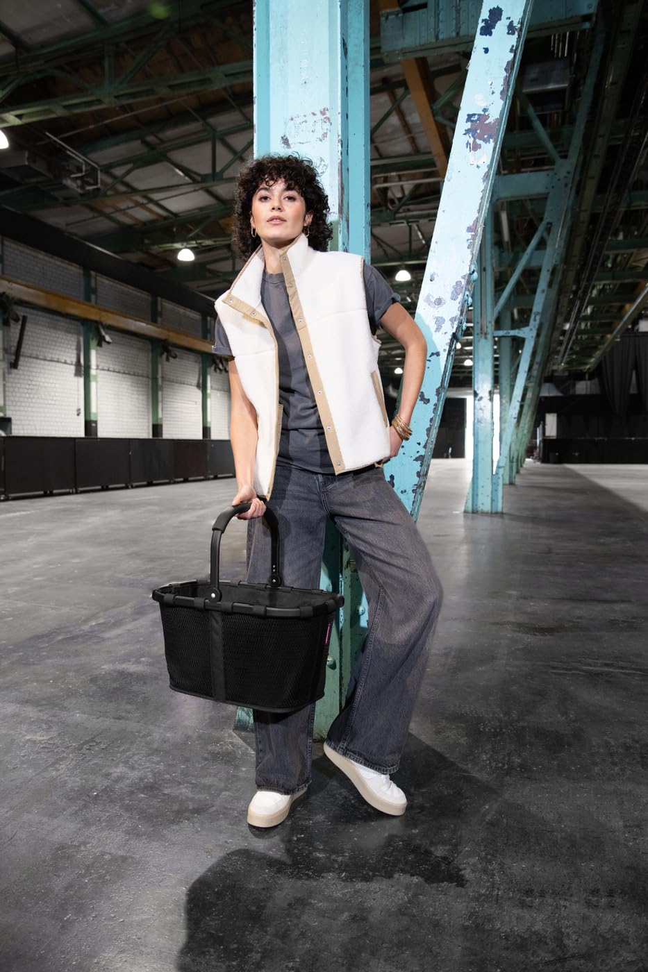 reisenthel carrybag frame mesh black - Stable Shopping Basket with Inner Pocket