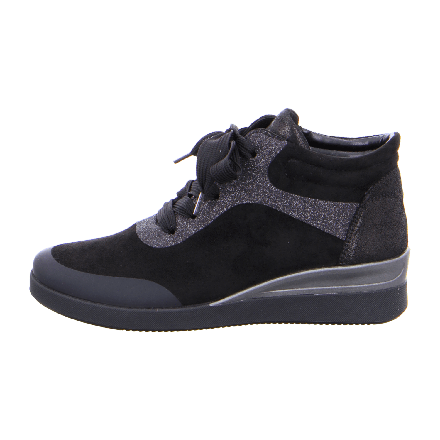 ARA Women's Suede Ankle Boots in Black with Lace-Up Closure, Warm Lined, Round Toe - Bartel-Shop