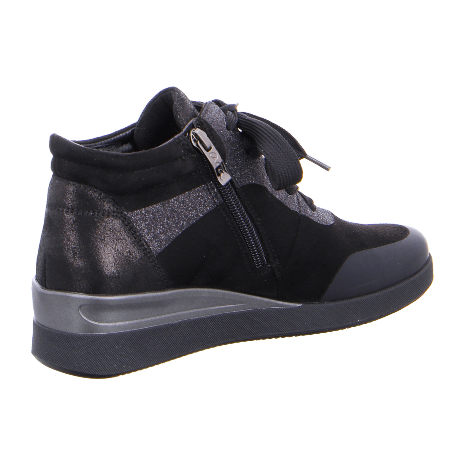 ARA Women's Suede Ankle Boots in Black with Lace-Up Closure, Warm Lined, Round Toe - Bartel-Shop