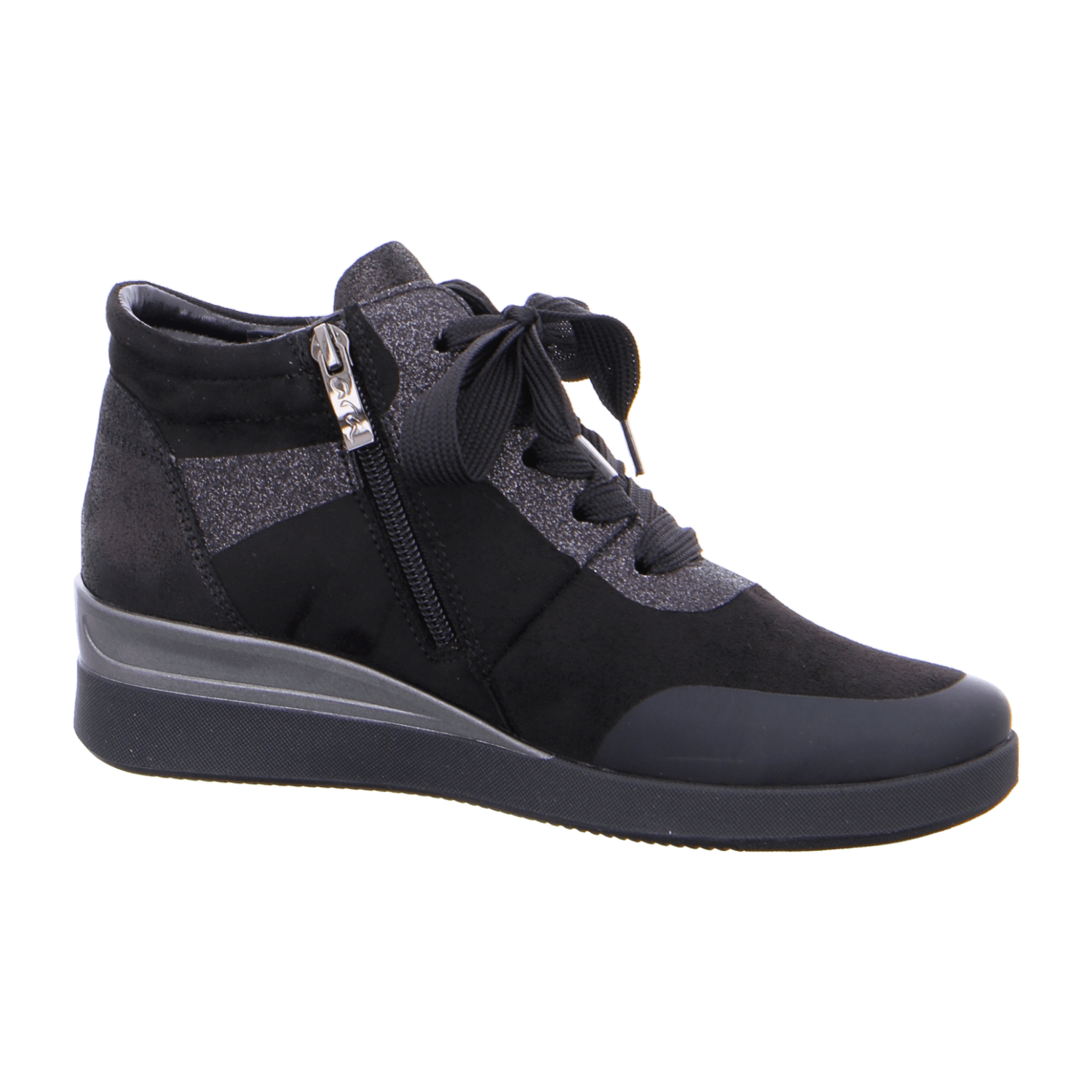 ARA Women's Suede Ankle Boots in Black with Lace-Up Closure, Warm Lined, Round Toe - Bartel-Shop
