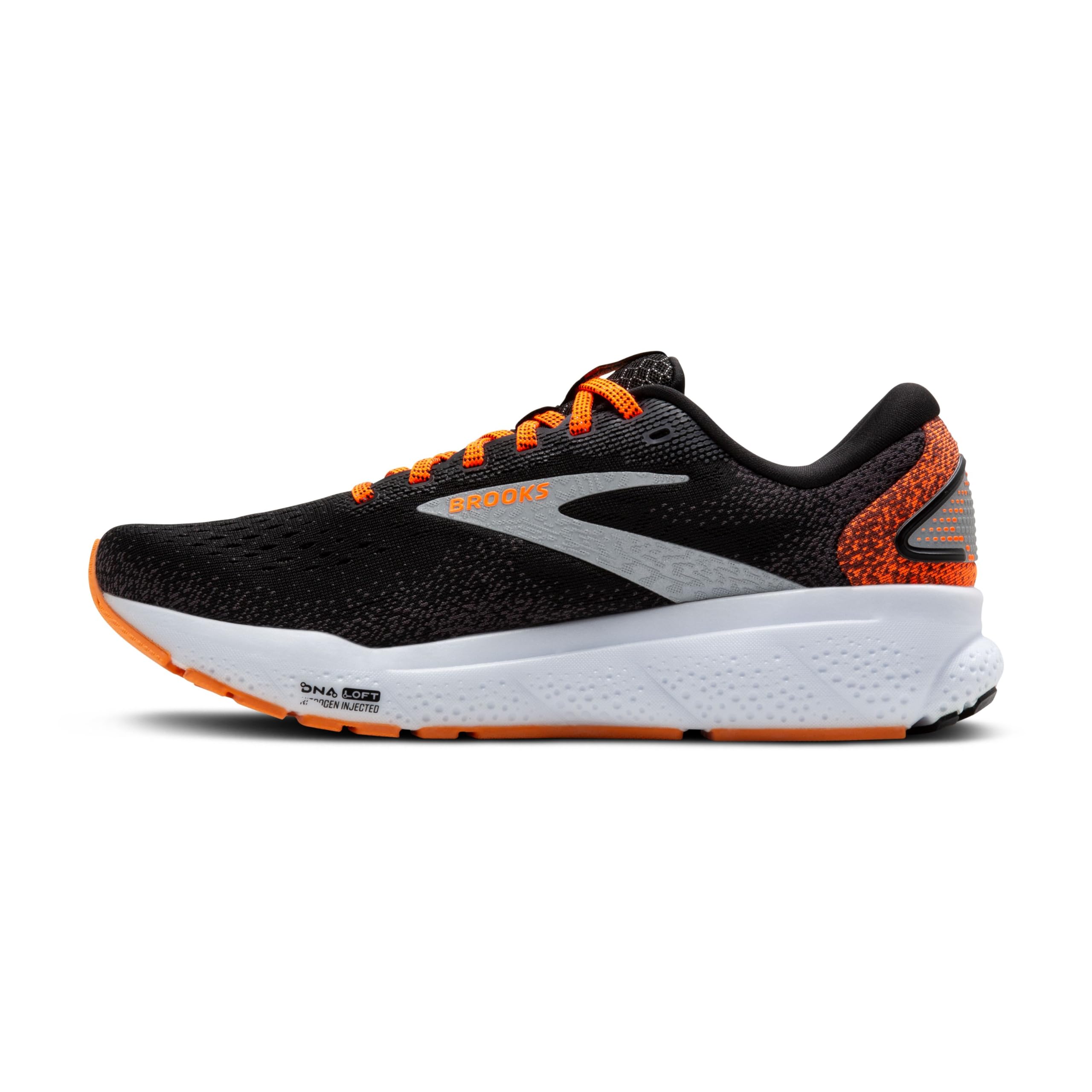 Brooks Ghost 16 Men Trainers Black Orange White Cushioned Cotton Rubber