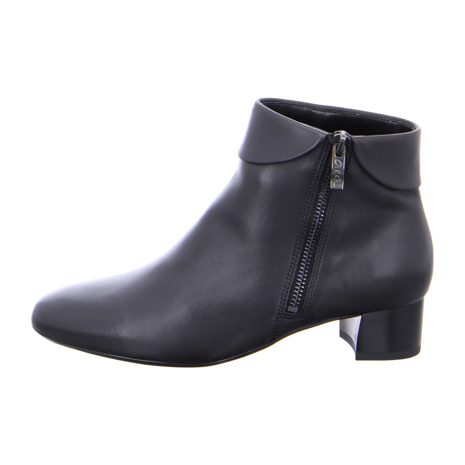 ARA VICENZA Women's Ankle Boots in Black Smooth Leather with Zipper