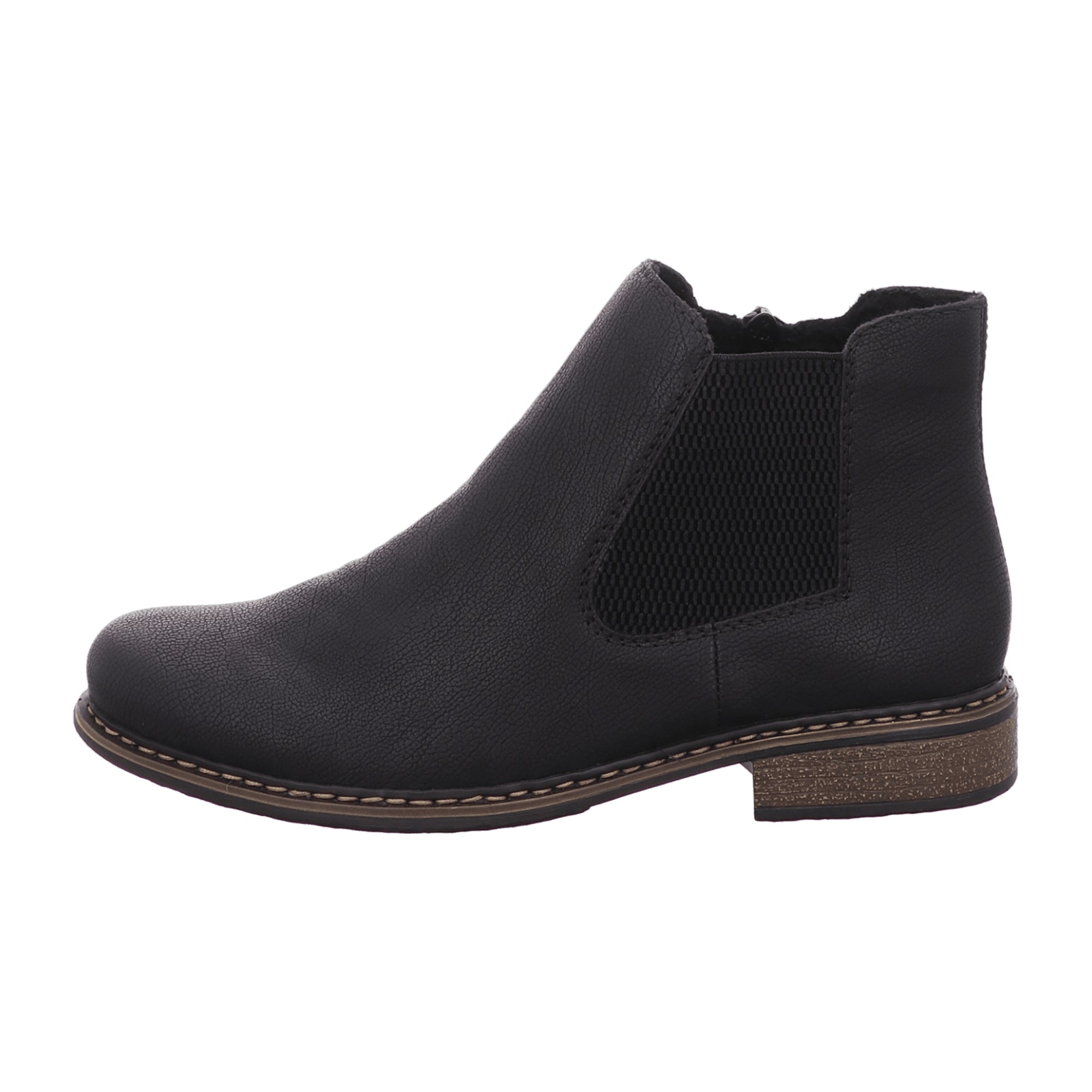 Rieker Women's Black Chelsea Boots with Zipper and Warm Lining