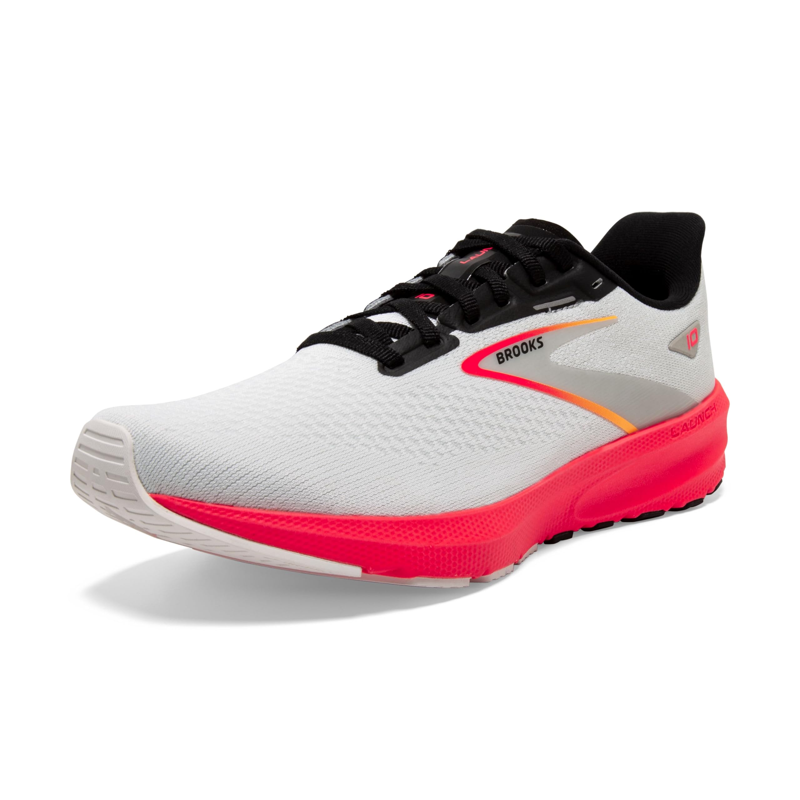 Brooks Launch 10 Men Road Running Shoes Blue Black Fiery Coral Breathable Fabric Rubber
