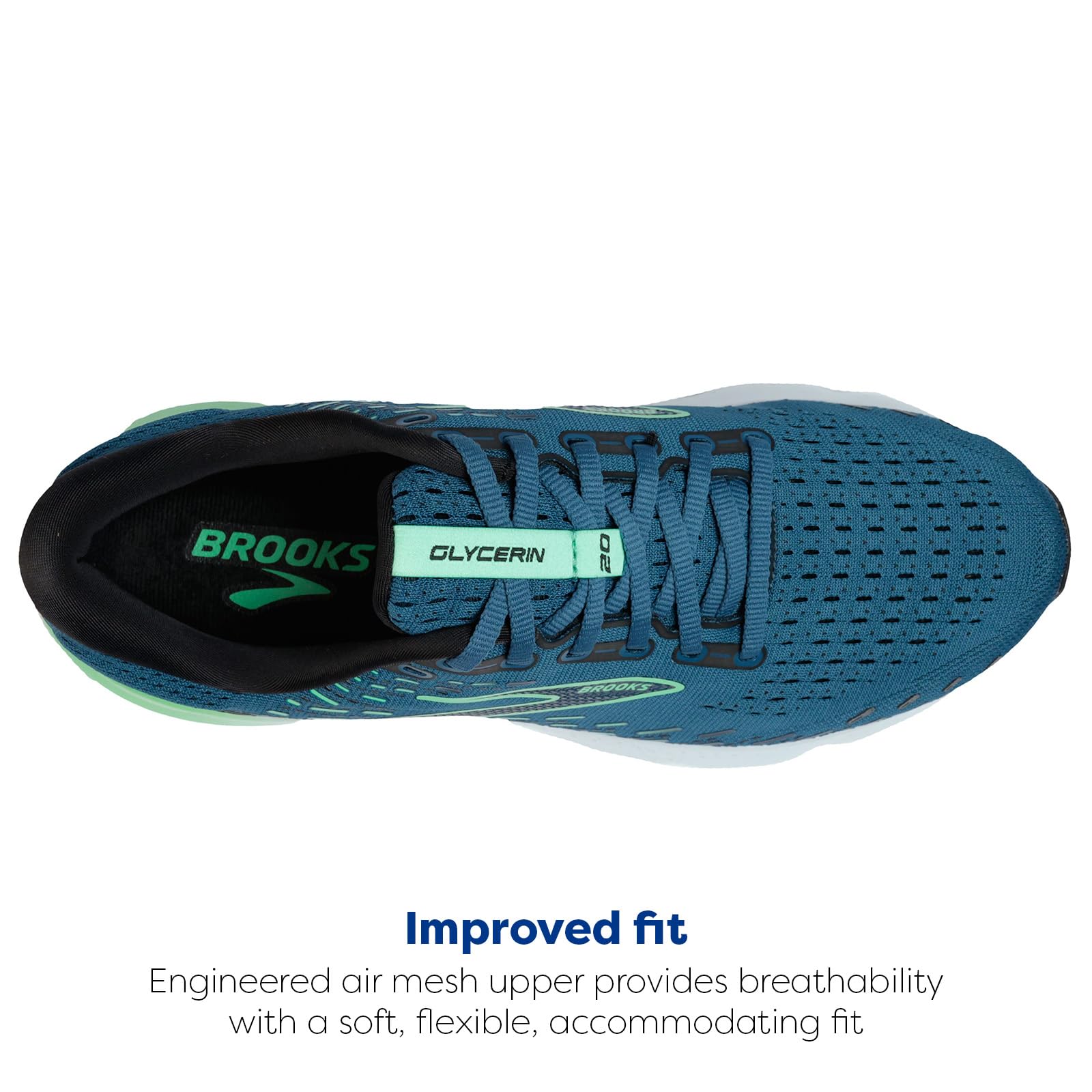 Brooks Men's Glycerin 20 Road Running Shoes Moroccan Blue Black Spring Bud Synthetic
