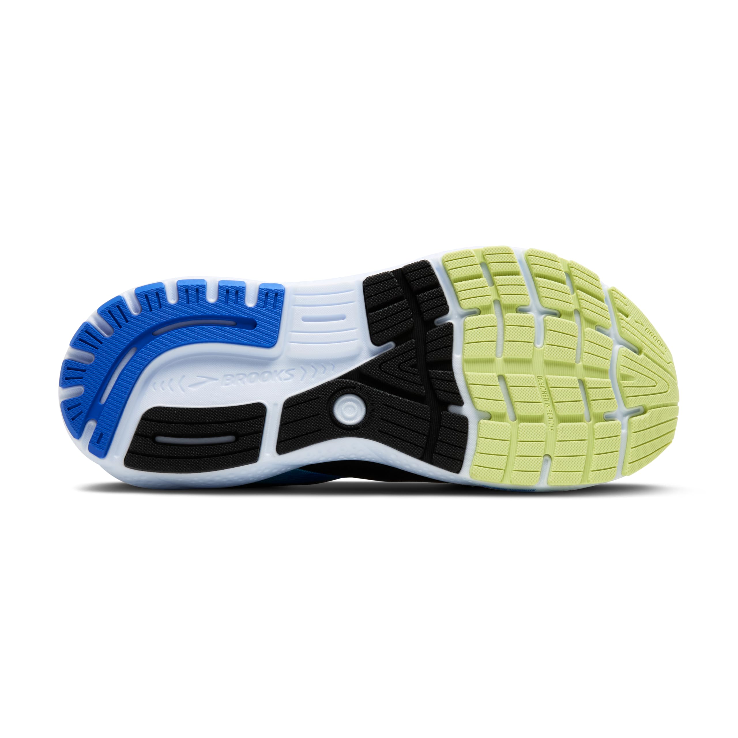 Brooks Ghost 16 Men's Running Shoes Black Cobalt Neo Yellow Slip Resistant